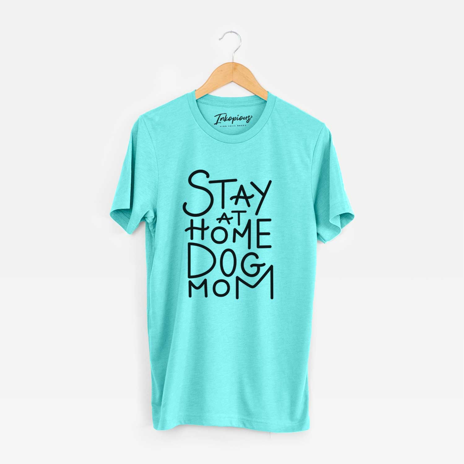'Stay at Home Dog Mom' design on a Sea Green Unisex crewneck