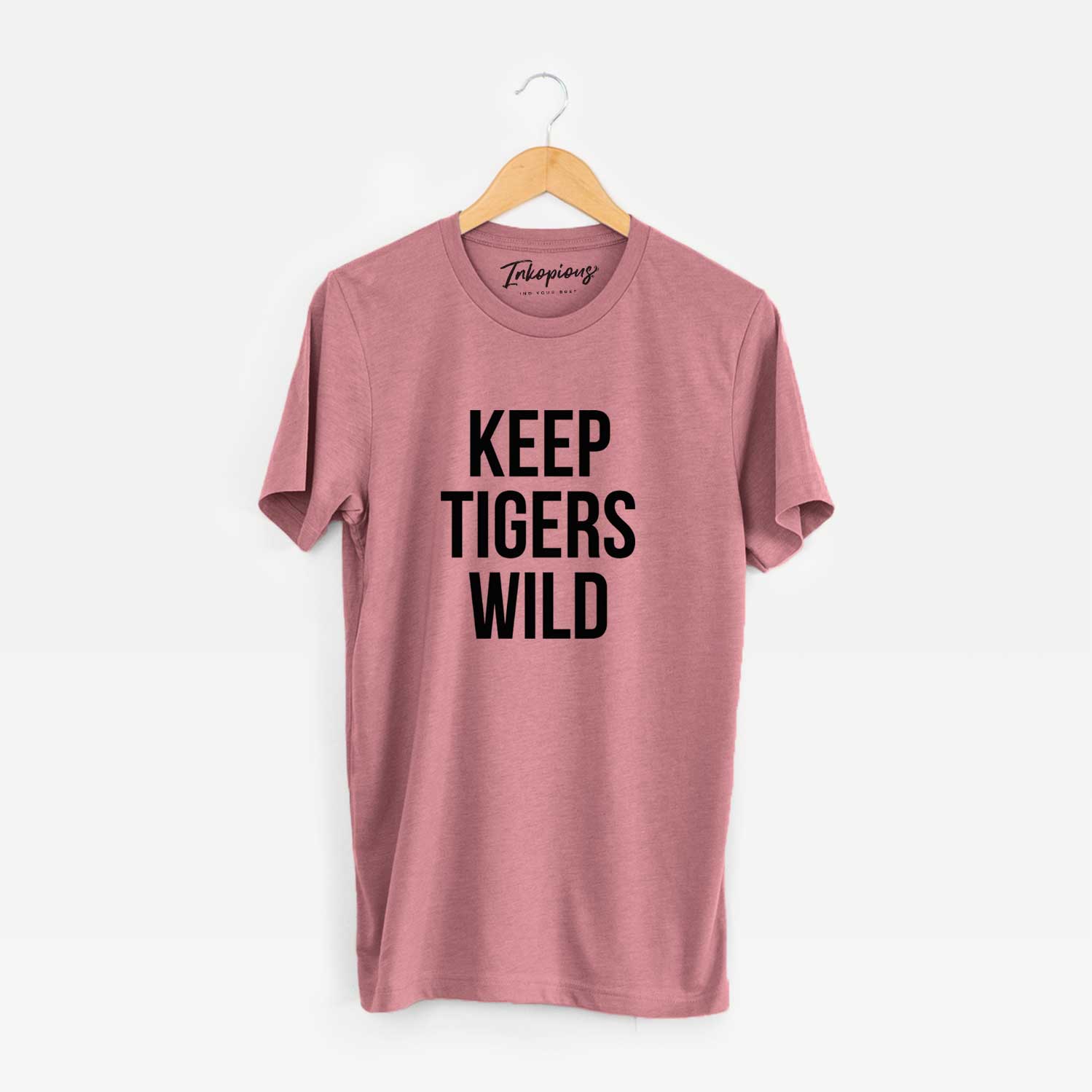 'Keep Tigers Wild' design on a Mauve Unisex crewneck