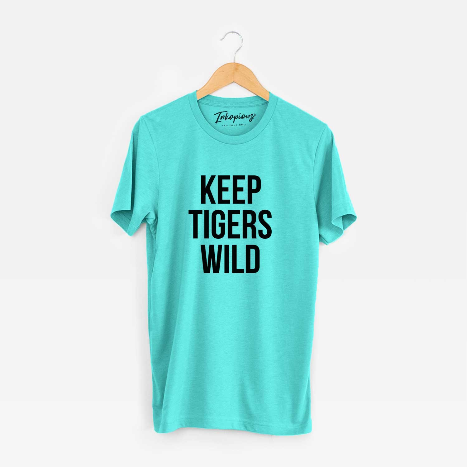 'Keep Tigers Wild' design on a Sea Green Unisex crewneck