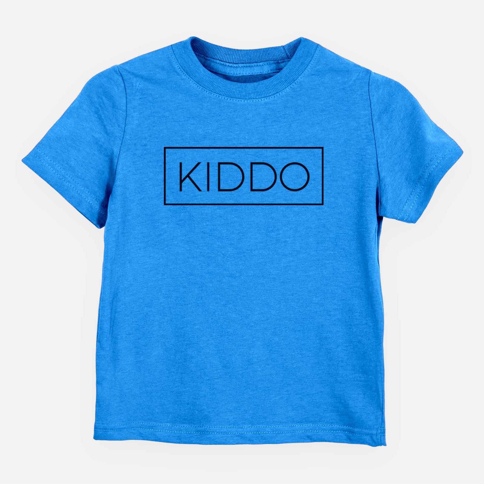 'Kiddo Boxed' design on a Blue kids' shirt