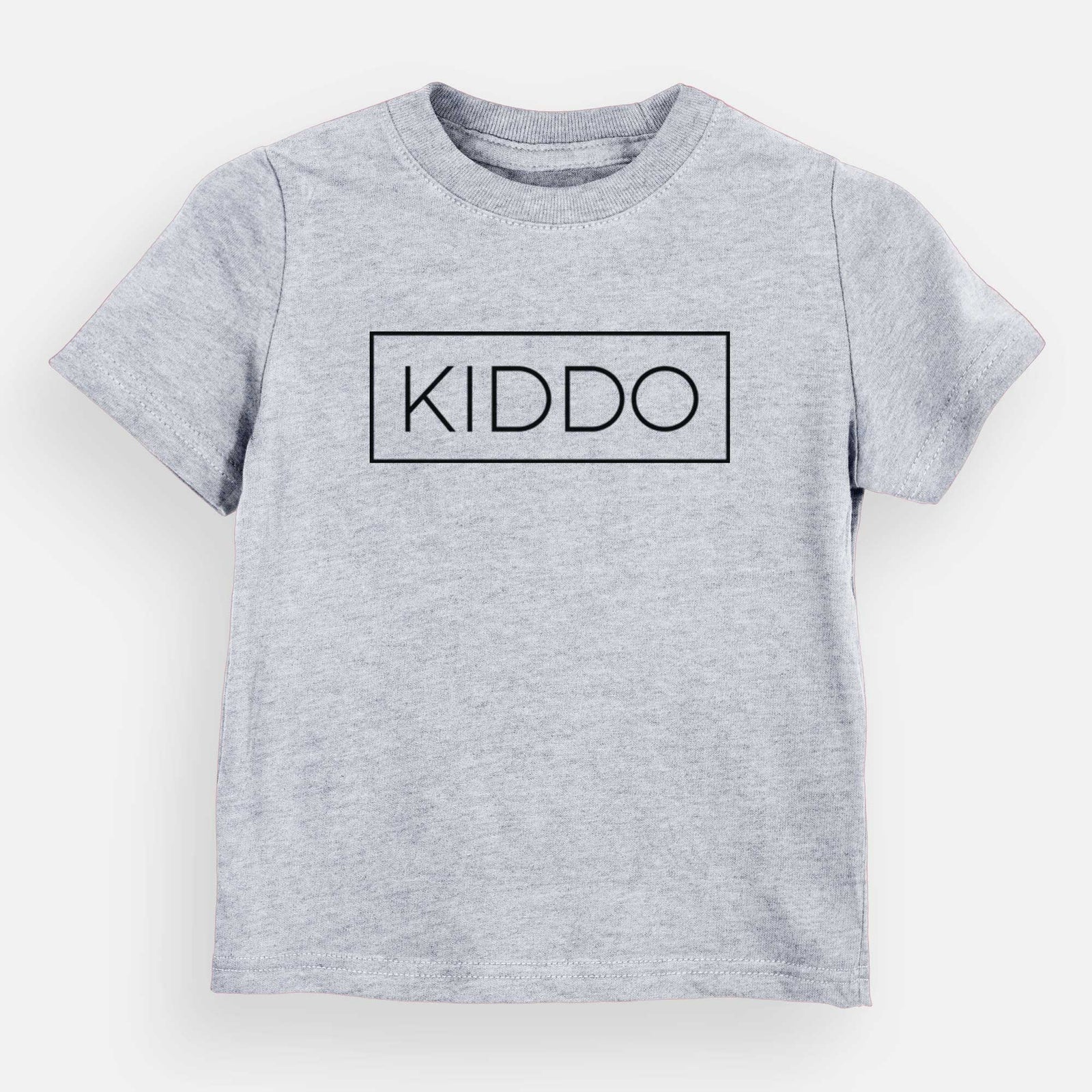 'Kiddo Boxed' design on a Grey kids' shirt