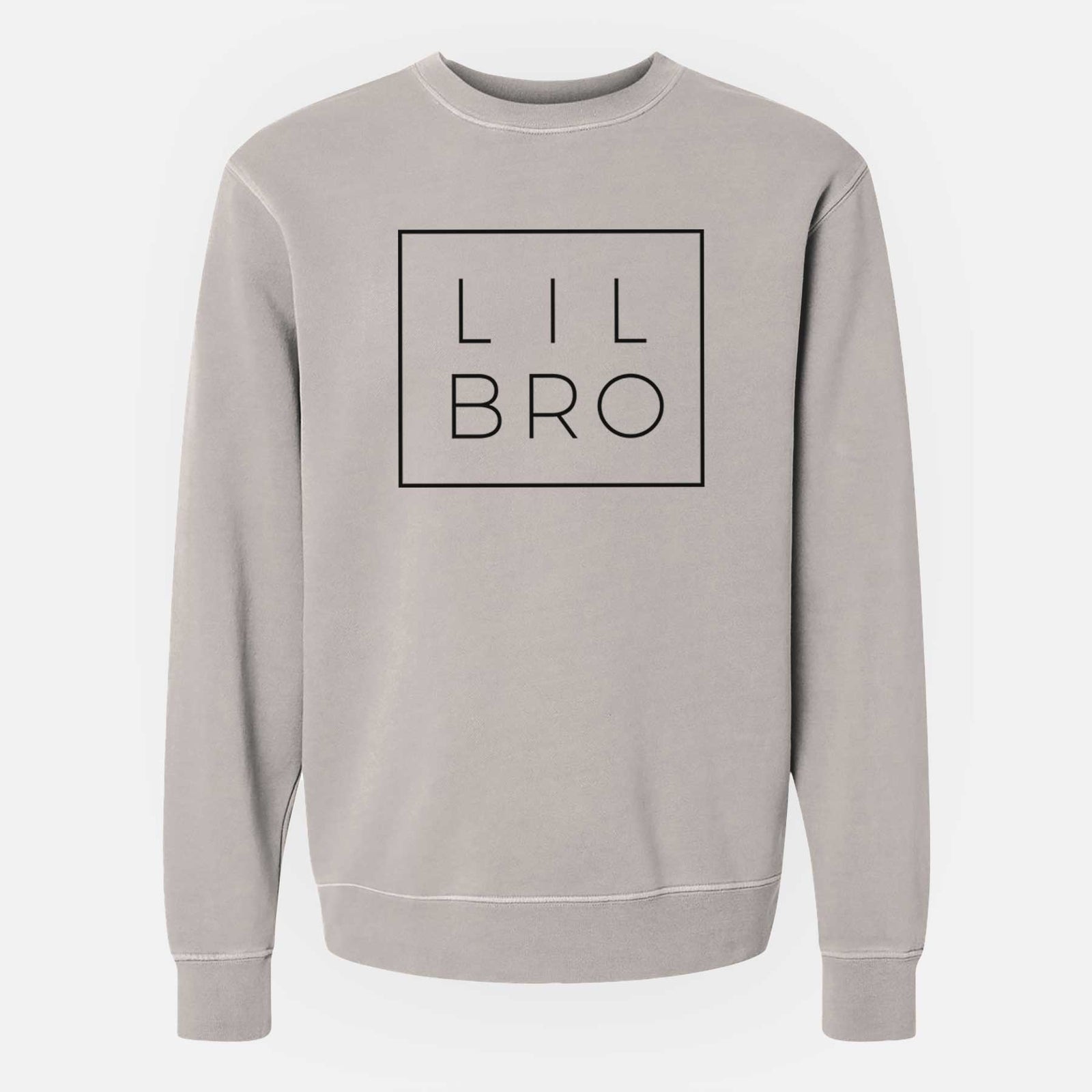 'Lil Bro Boxed' design on a Cement Unisex pigment dyed crew sweatshirt