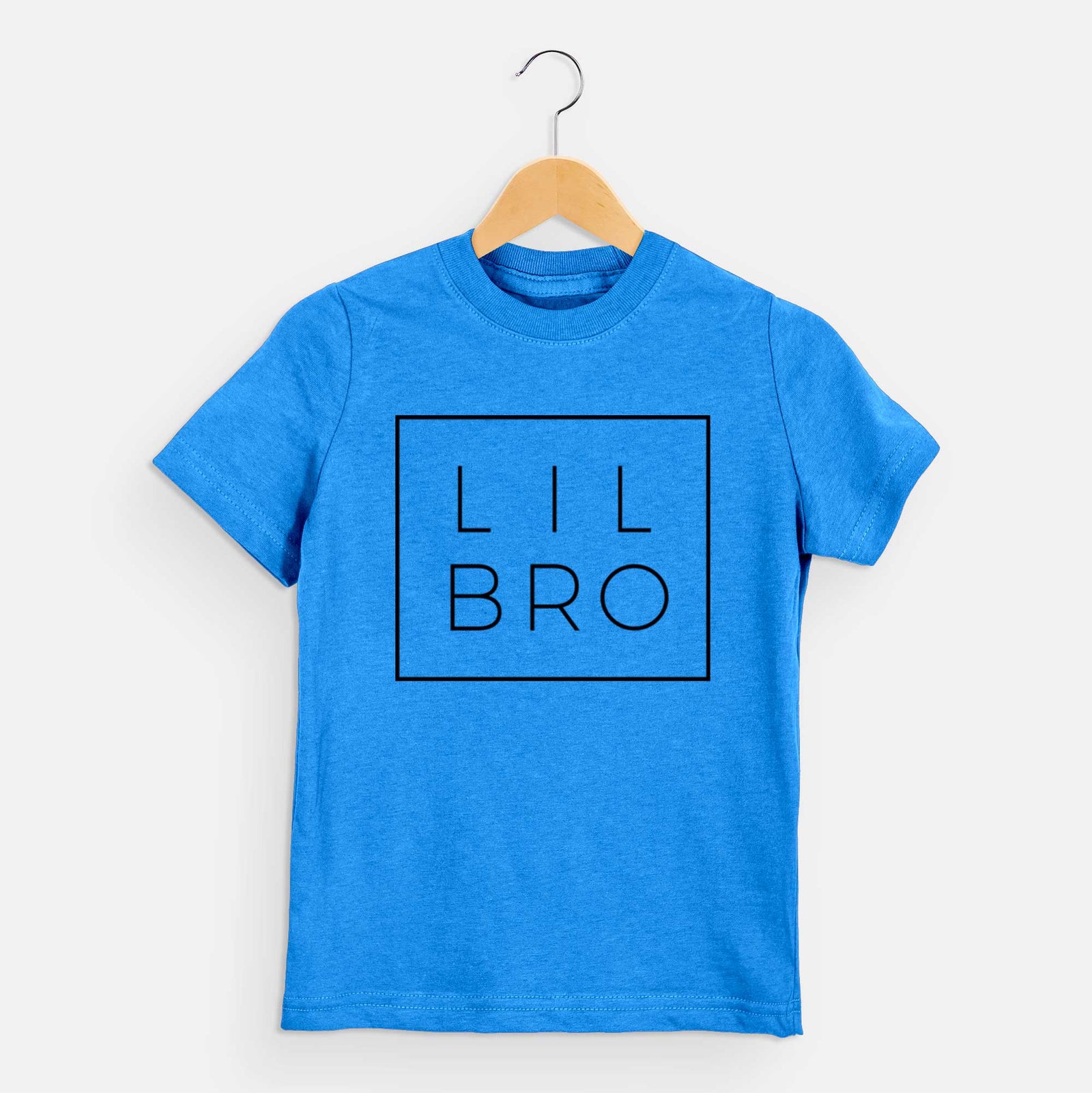 'Lil Bro Boxed' design on a Blue kids' shirt