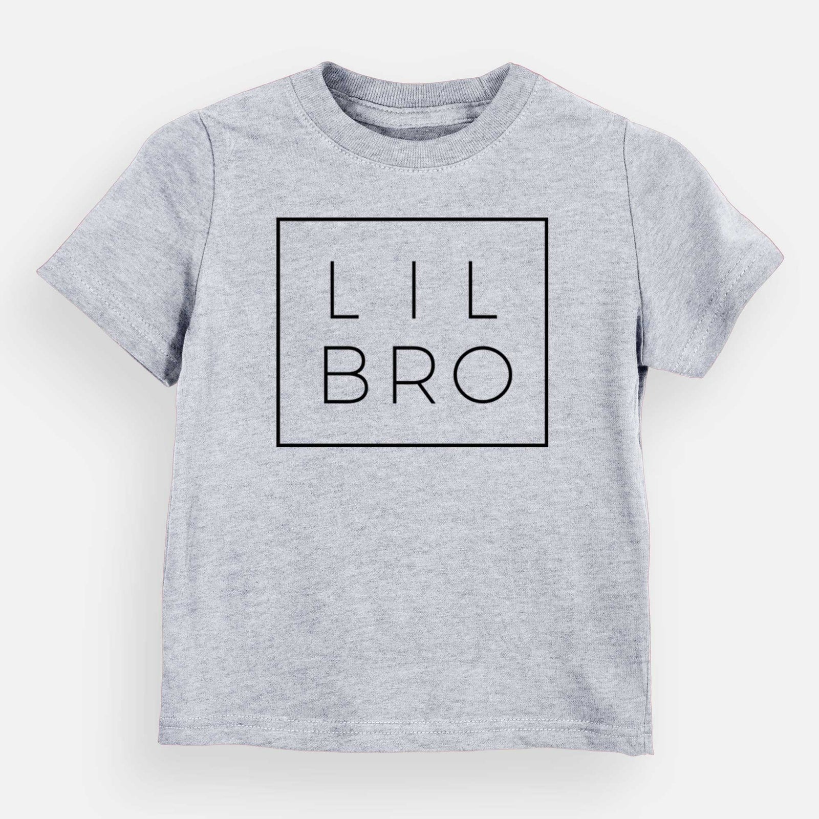 'Lil Bro Boxed' design on a Grey kids' shirt