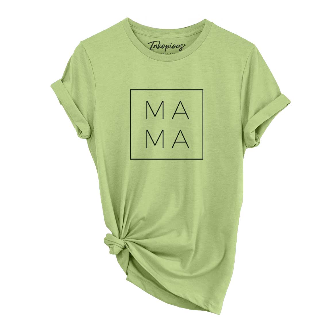 'Mama Square' design on a Heather Green Unisex crewneck