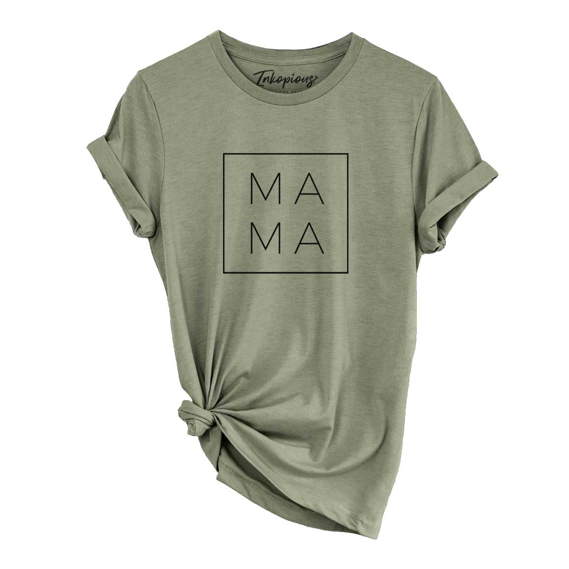 'Mama Square' design on an Olive Unisex crewneck
