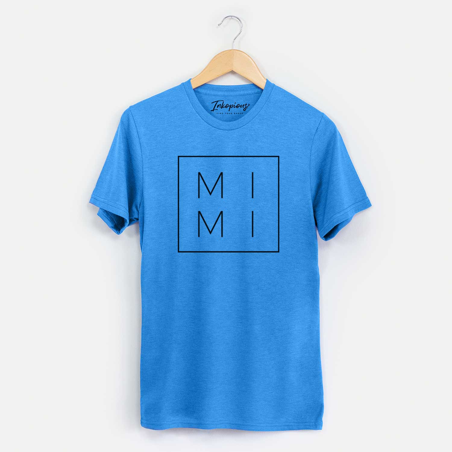'MiMi Boxed' design on a Blue Unisex crewneck