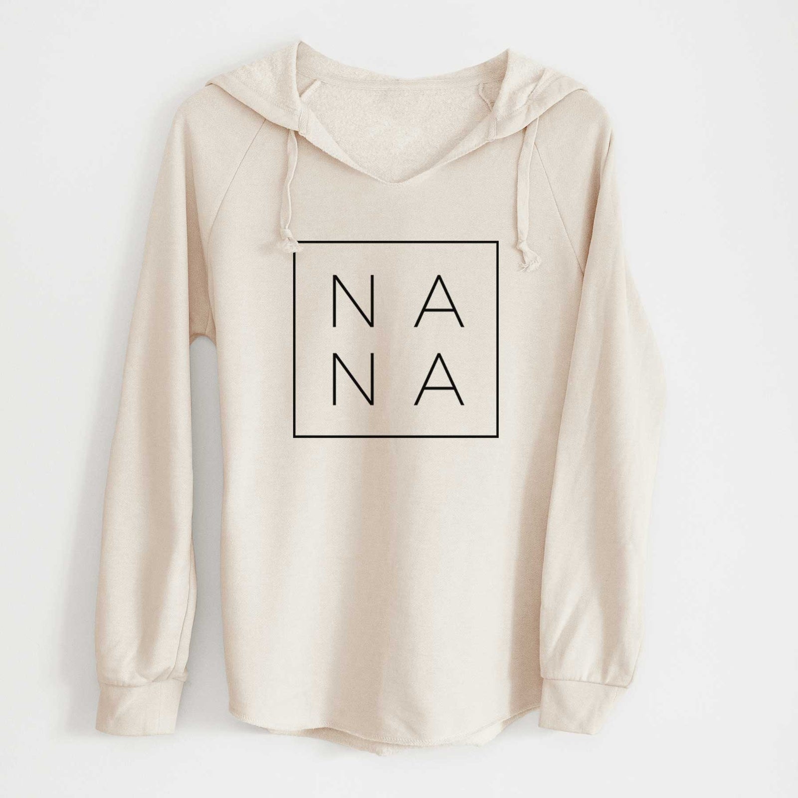 'Nana Boxed' design on a Bone Cali Wave Hooded Sweatshirt