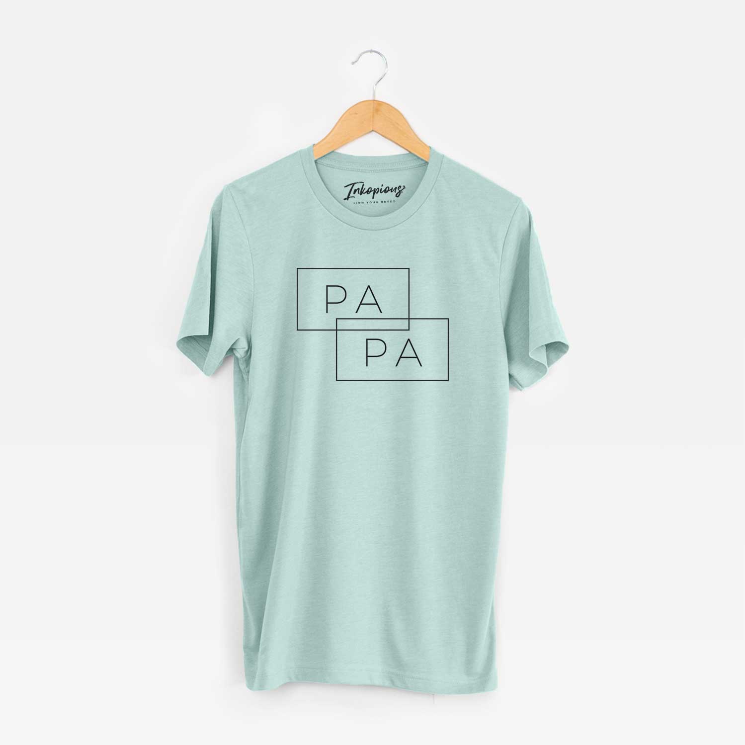 'Papa Double Rectangle' design on a Dusty Blue Unisex crewneck