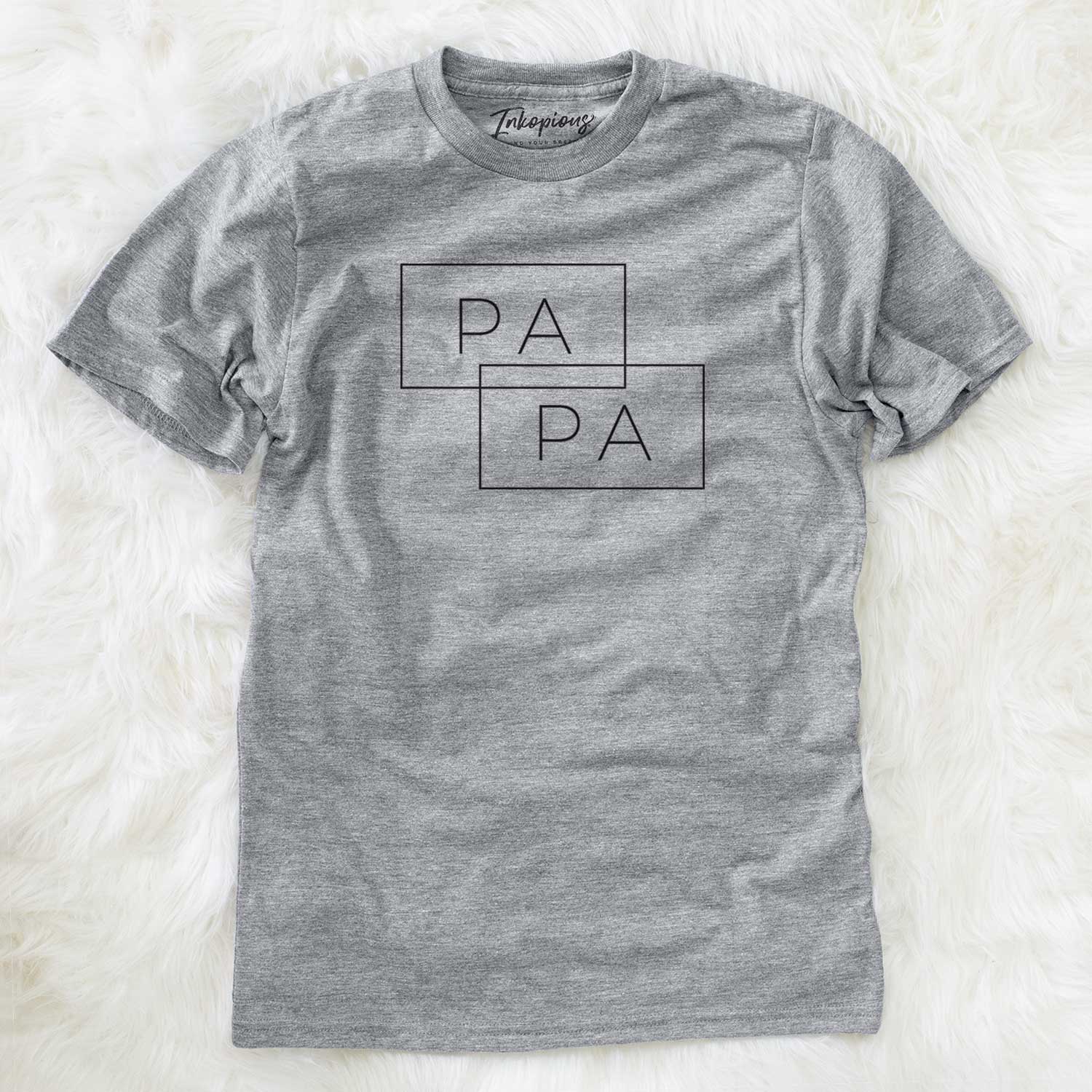 'Papa Double Rectangle' design on a Grey Unisex crewneck