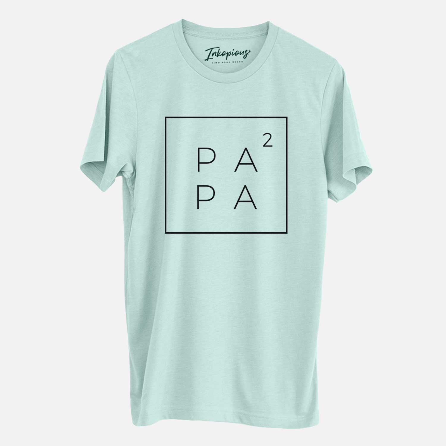'Papa to the 2nd Power Boxed' design on a Heather Sage Unisex crewneck