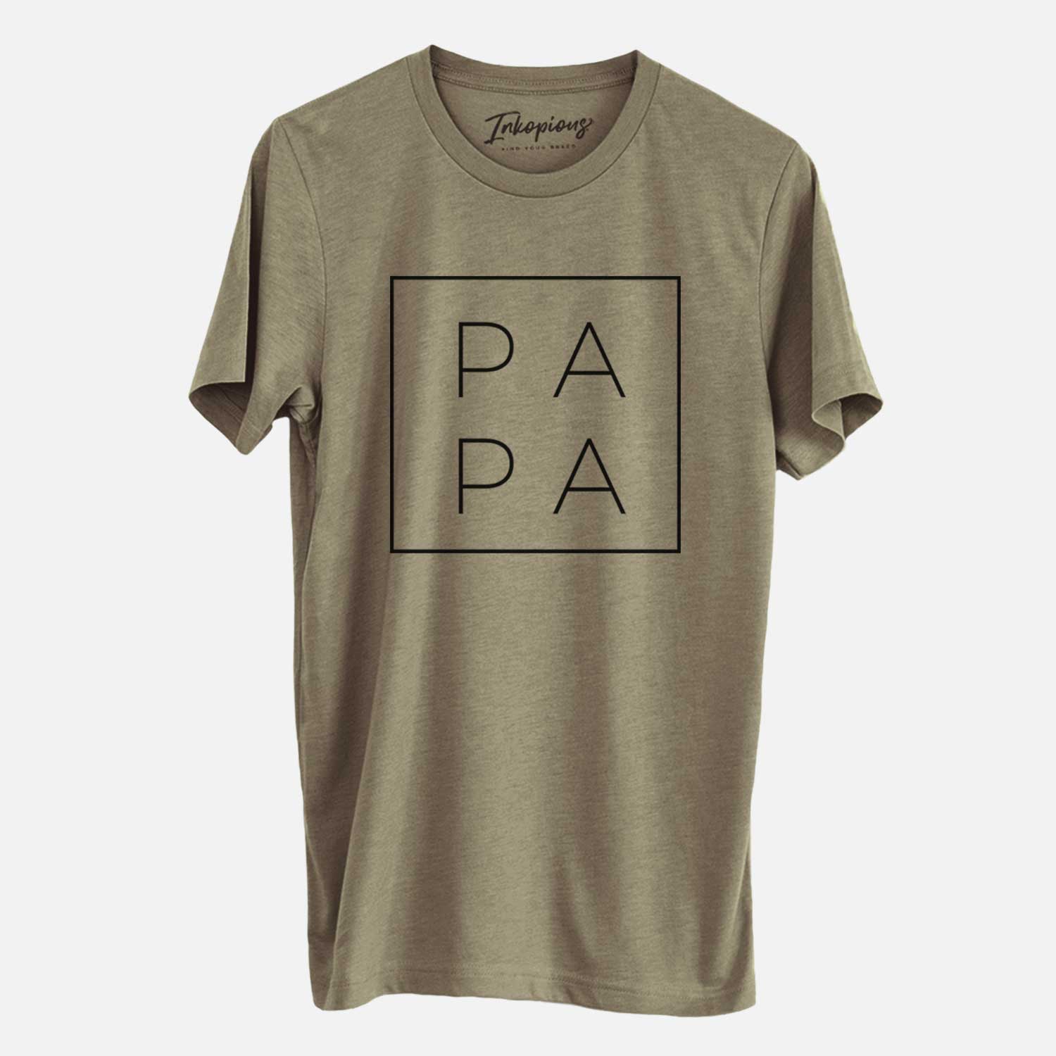 'Papa Boxed' design on an Olive Unisex crewneck