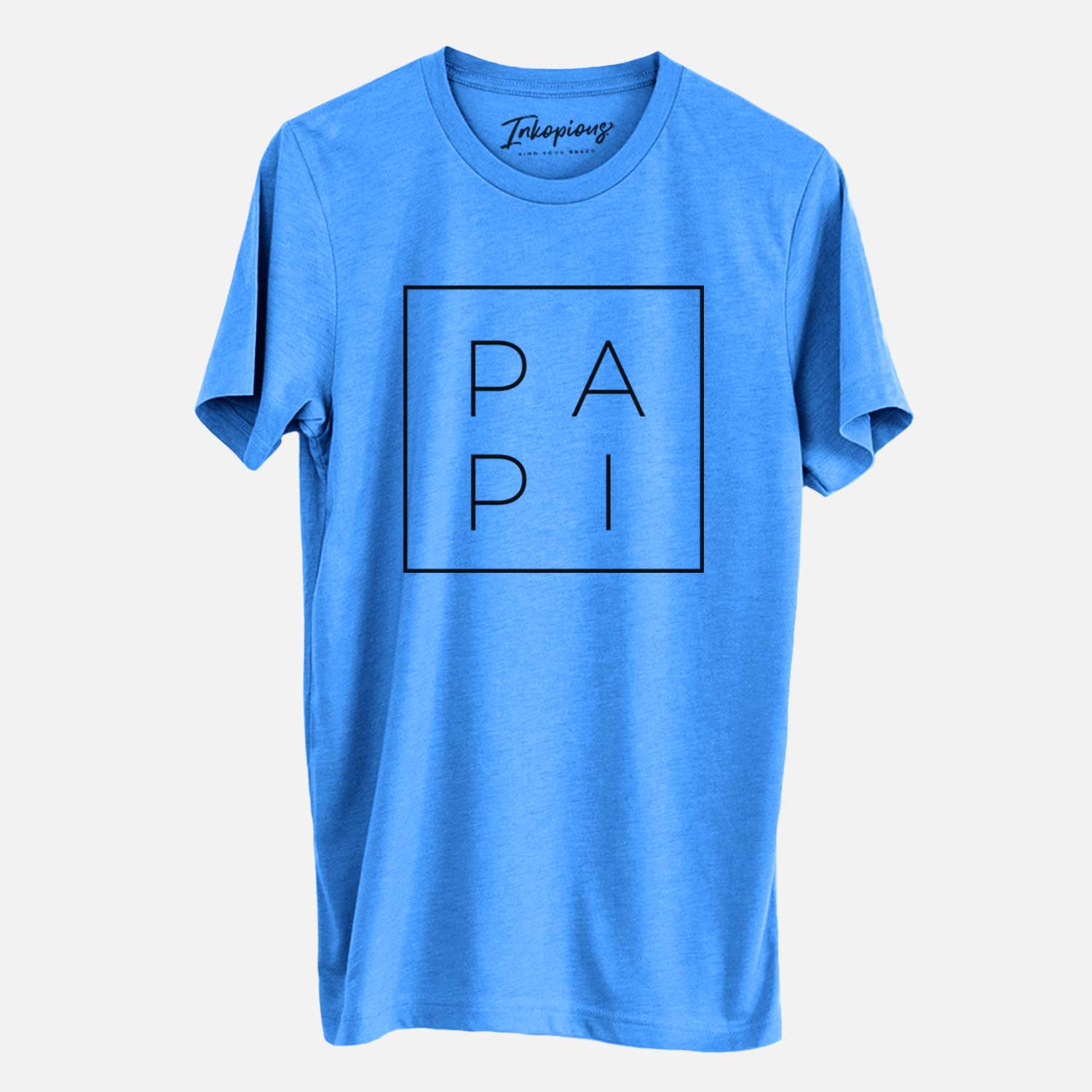 'Papi Boxed' design on a Blue Unisex crewneck