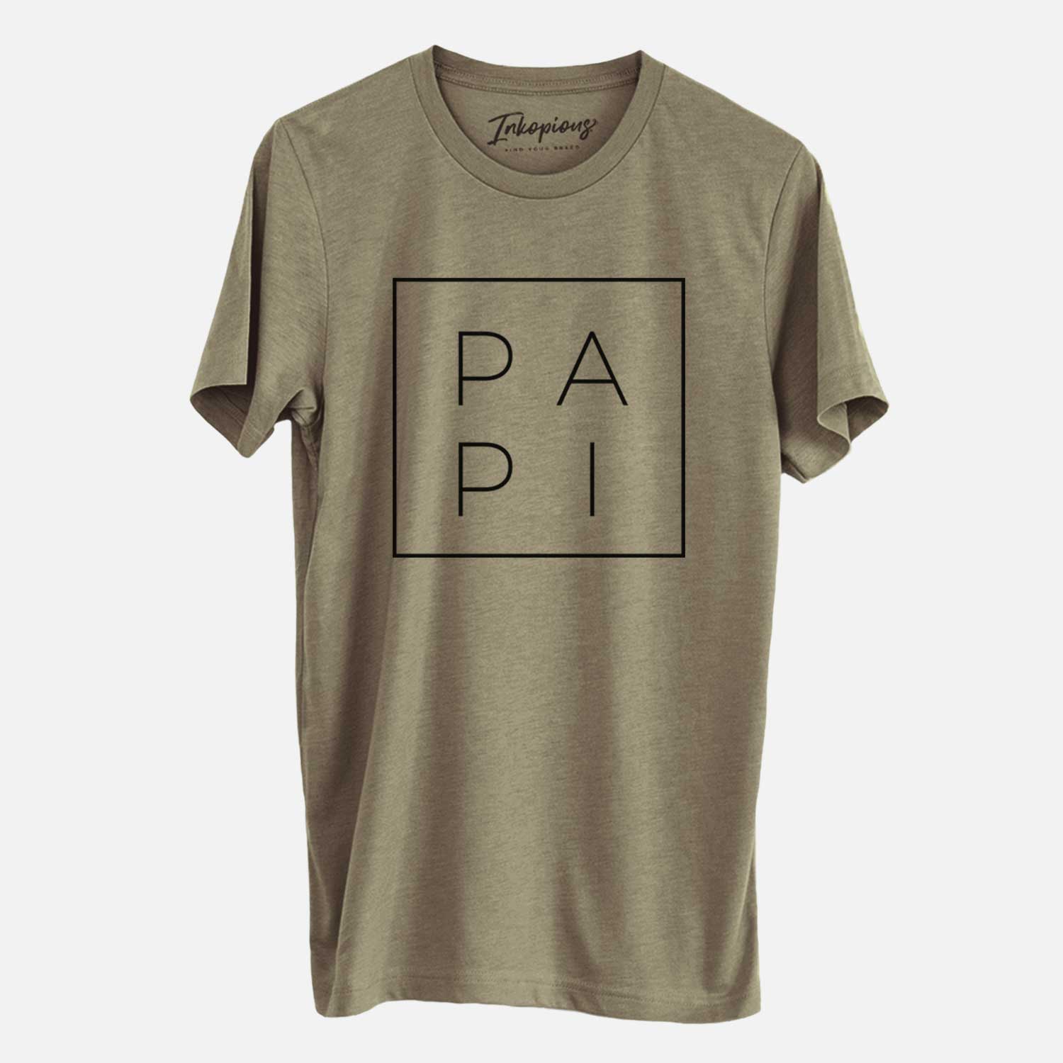 'Papi Boxed' design on an Olive Unisex crewneck