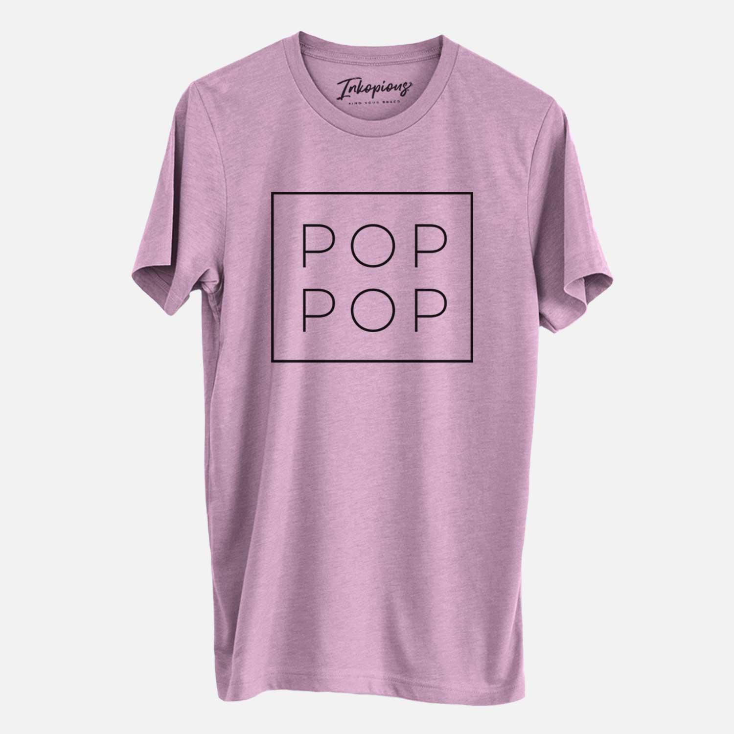 'Pop Pop Boxed' design on an Orchid Unisex crewneck