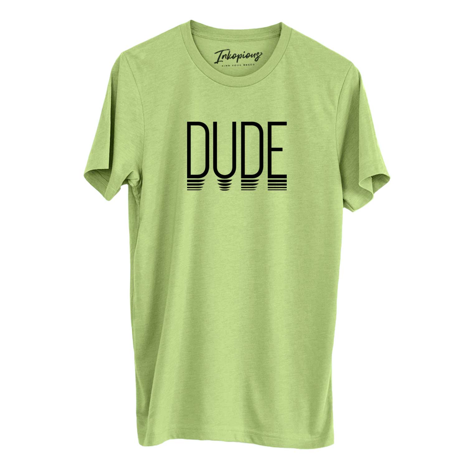 'Dude - Reflections Collection' design on a Heather Green Unisex crewneck, worn by a man