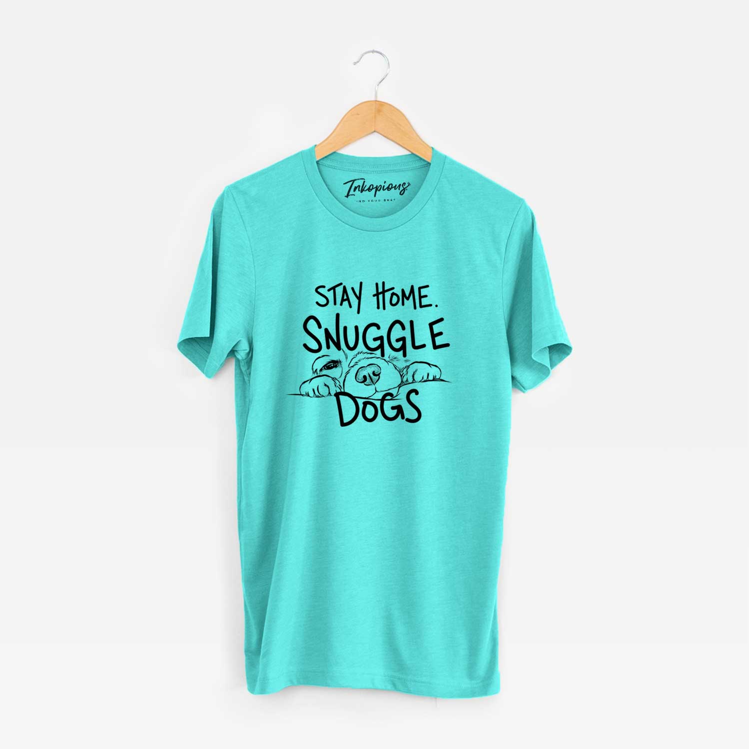 'Stay Home Snuggle Dogs' design on a Sea Green Unisex crewneck
