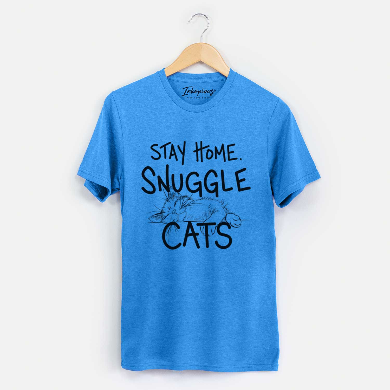 'Stay Home Snuggle Cats' design on a Blue Unisex crewneck