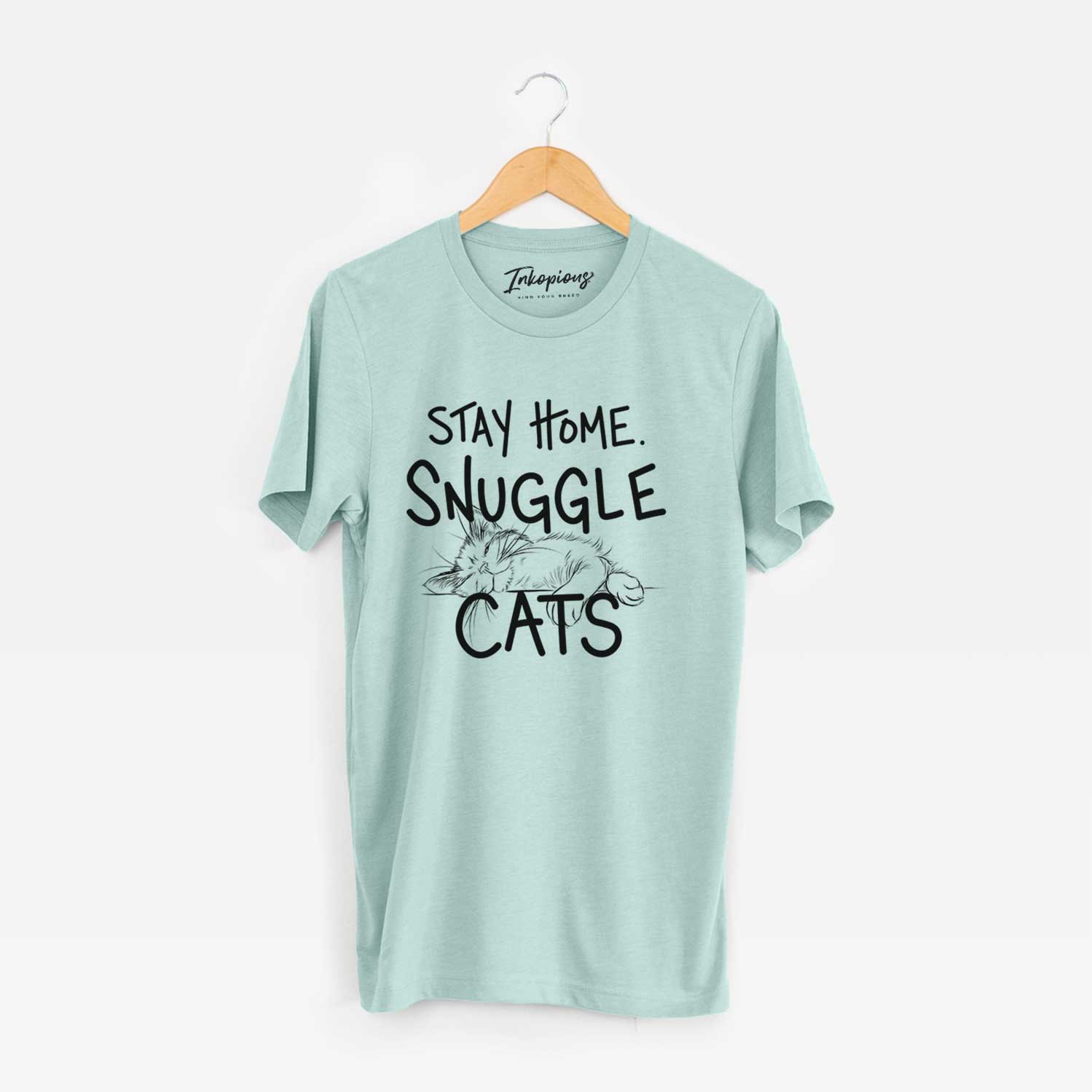 'Stay Home Snuggle Cats' design on a Dusty Blue Unisex crewneck