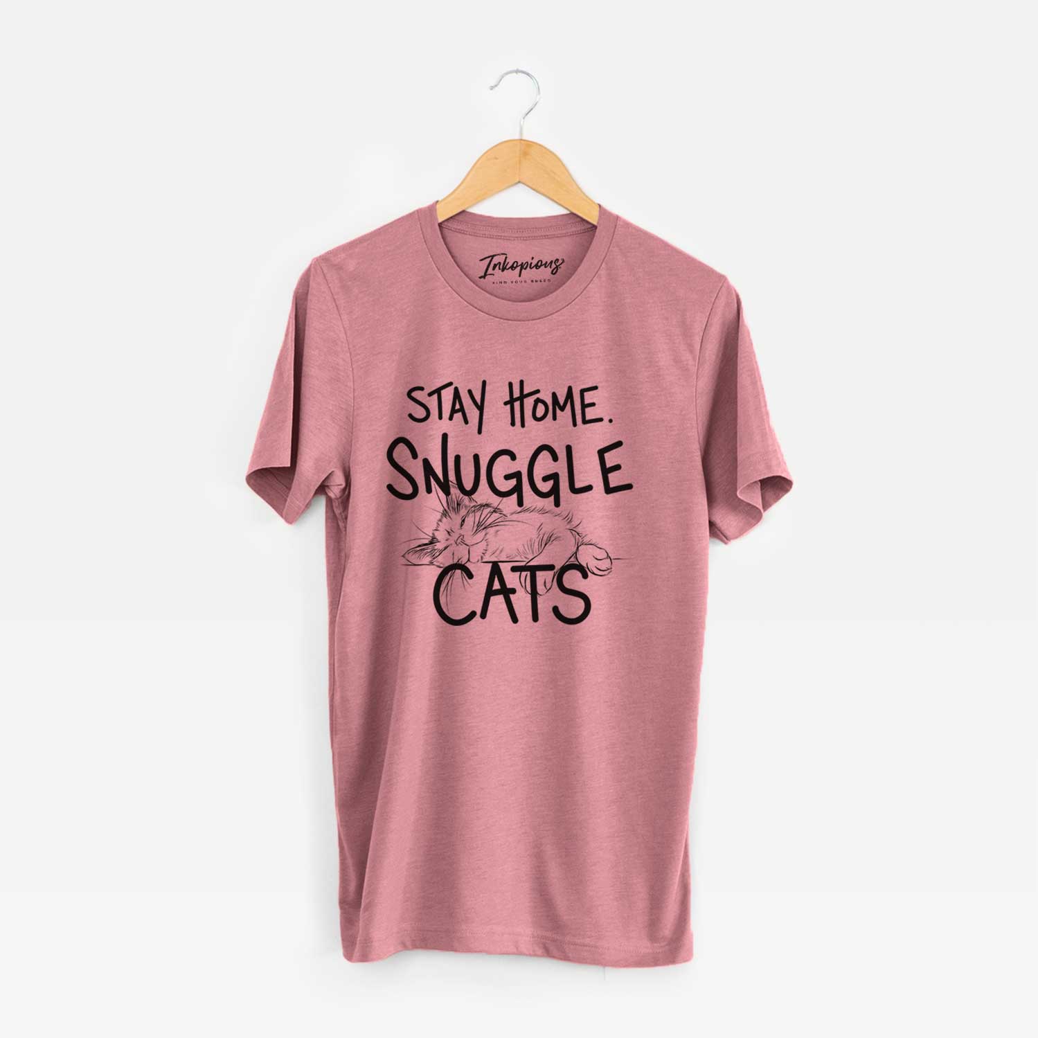 'Stay Home Snuggle Cats' design on a Mauve Unisex crewneck