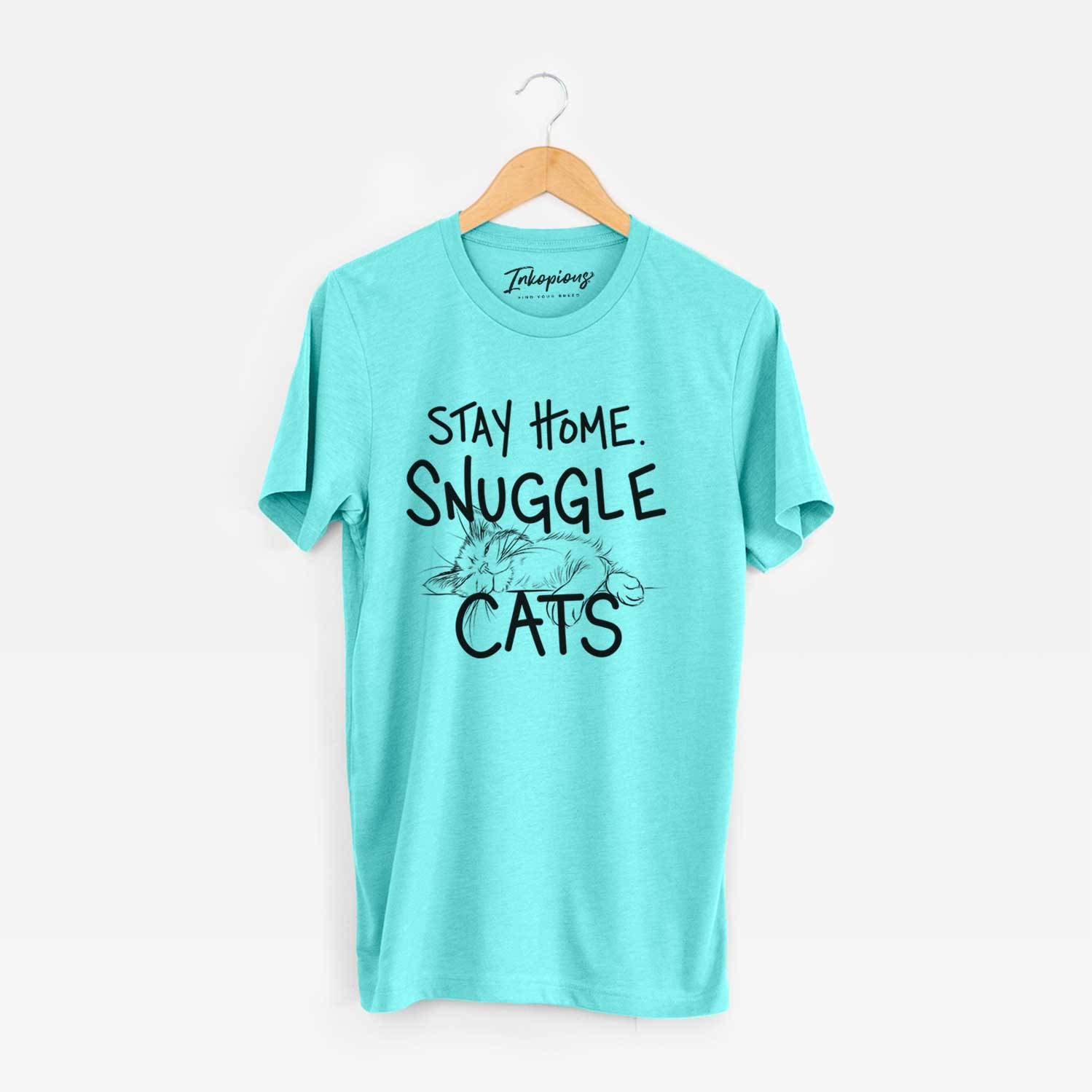 'Stay Home Snuggle Cats' design on a Sea Green Unisex crewneck