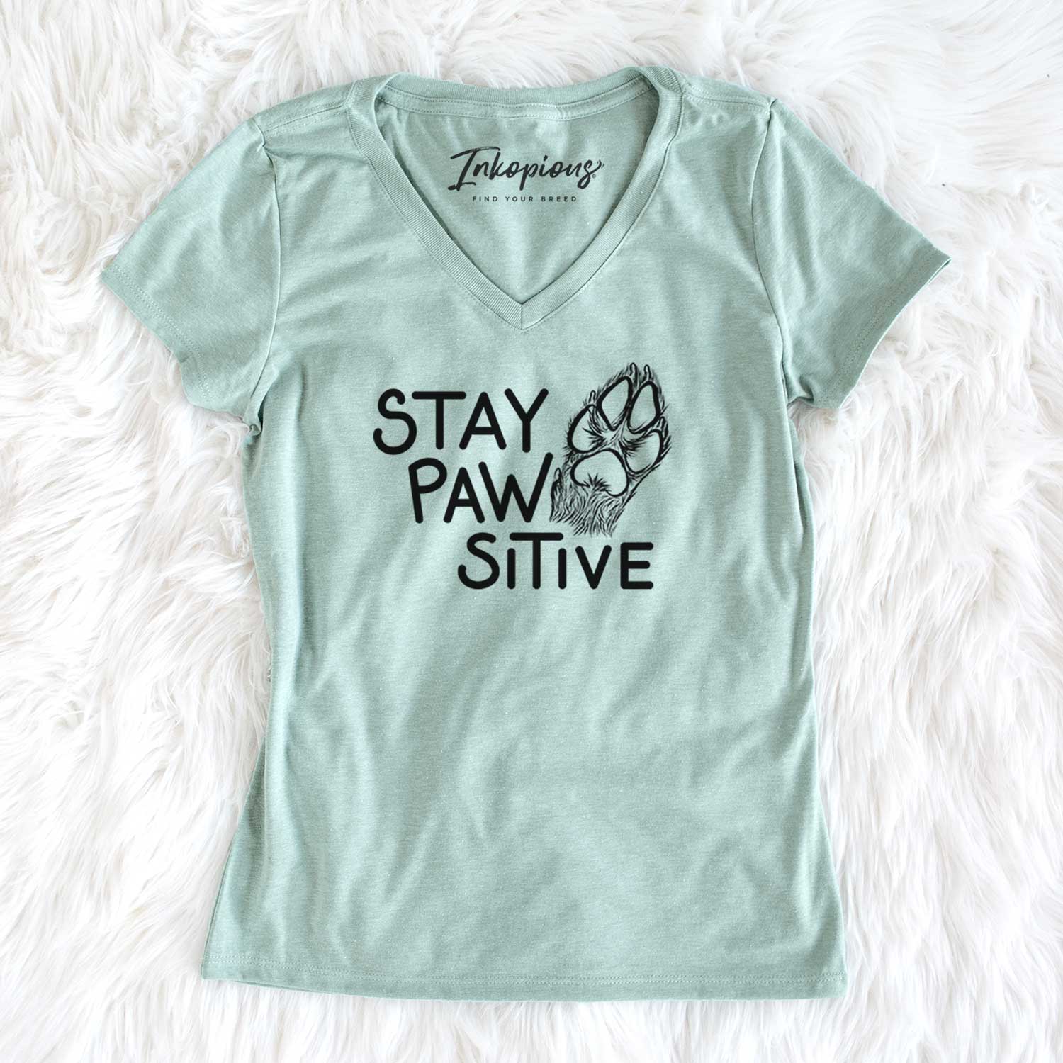 Stay Pawsitive - Dog Paw - Women's V-neck Shirt