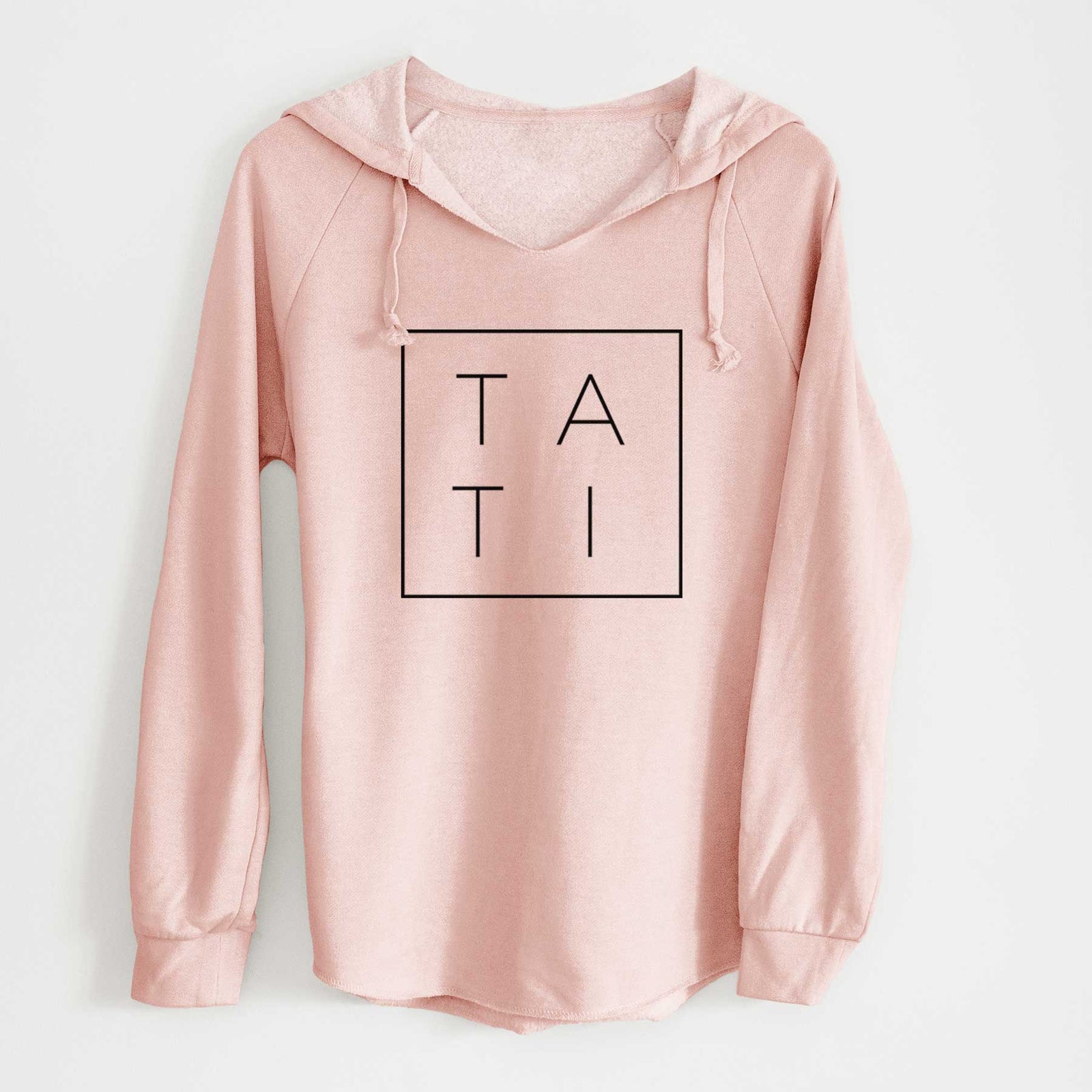 'Tati Boxed' design on a Blush Cali Wave Hooded Sweatshirt