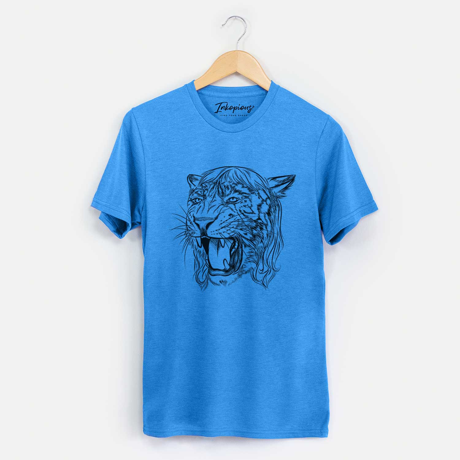 'Exotic Tiger' design on a Blue Unisex crewneck