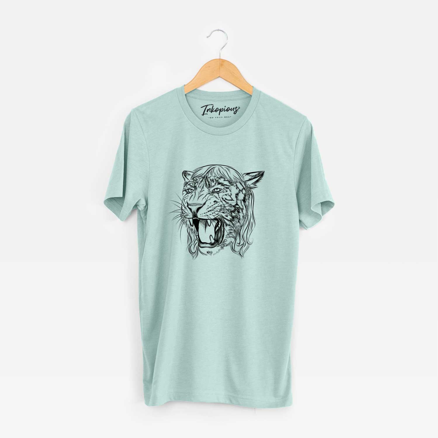 'Exotic Tiger' design on a Dusty Blue Unisex crewneck