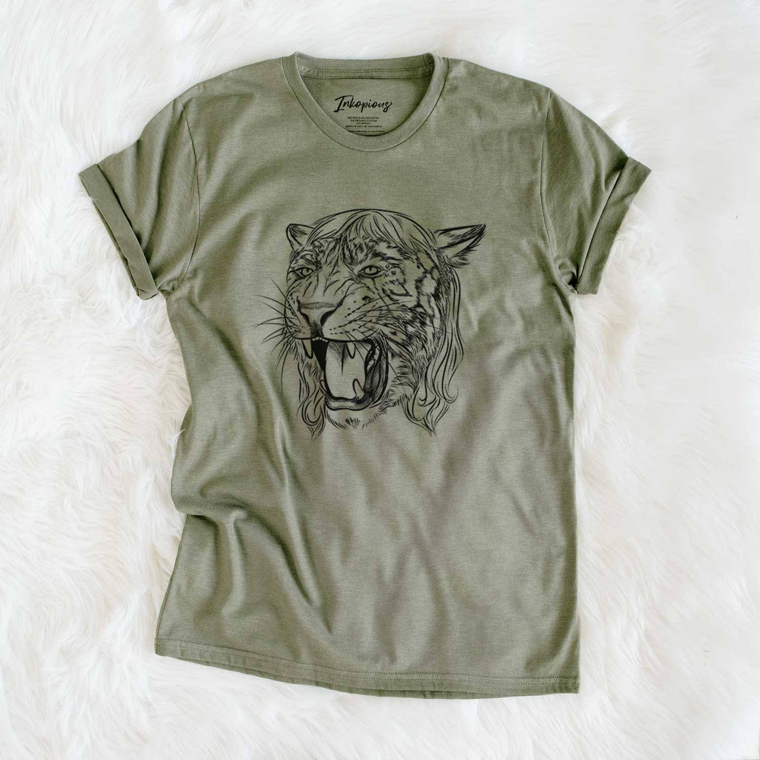 'Exotic Tiger' design on an Olive Unisex crewneck