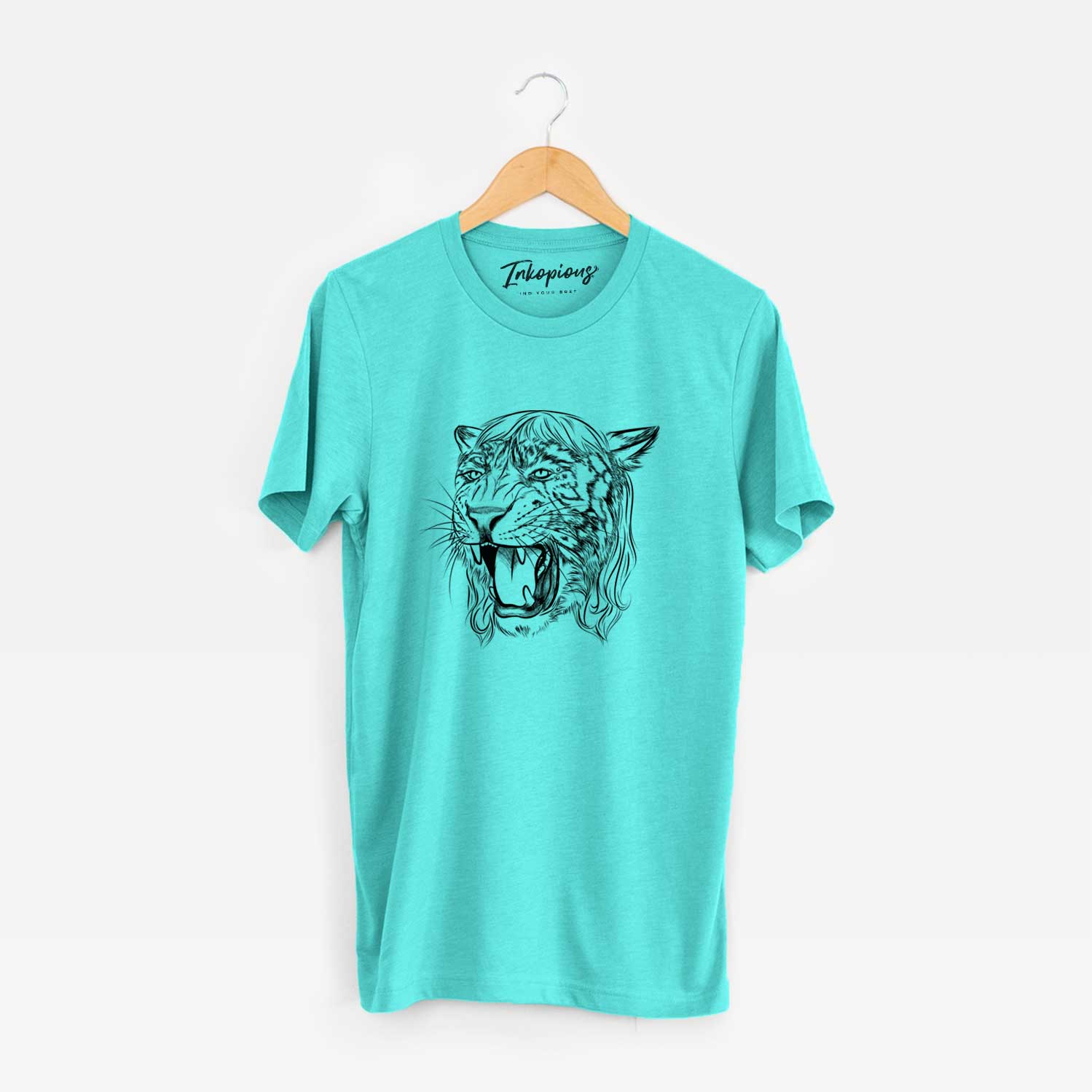'Exotic Tiger' design on a Sea Green Unisex crewneck