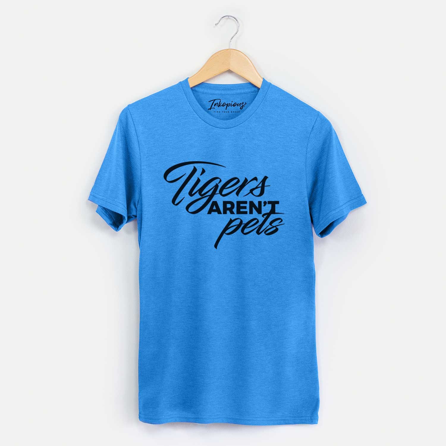 'Tigers Aren't Pets' design on a Blue Unisex crewneck