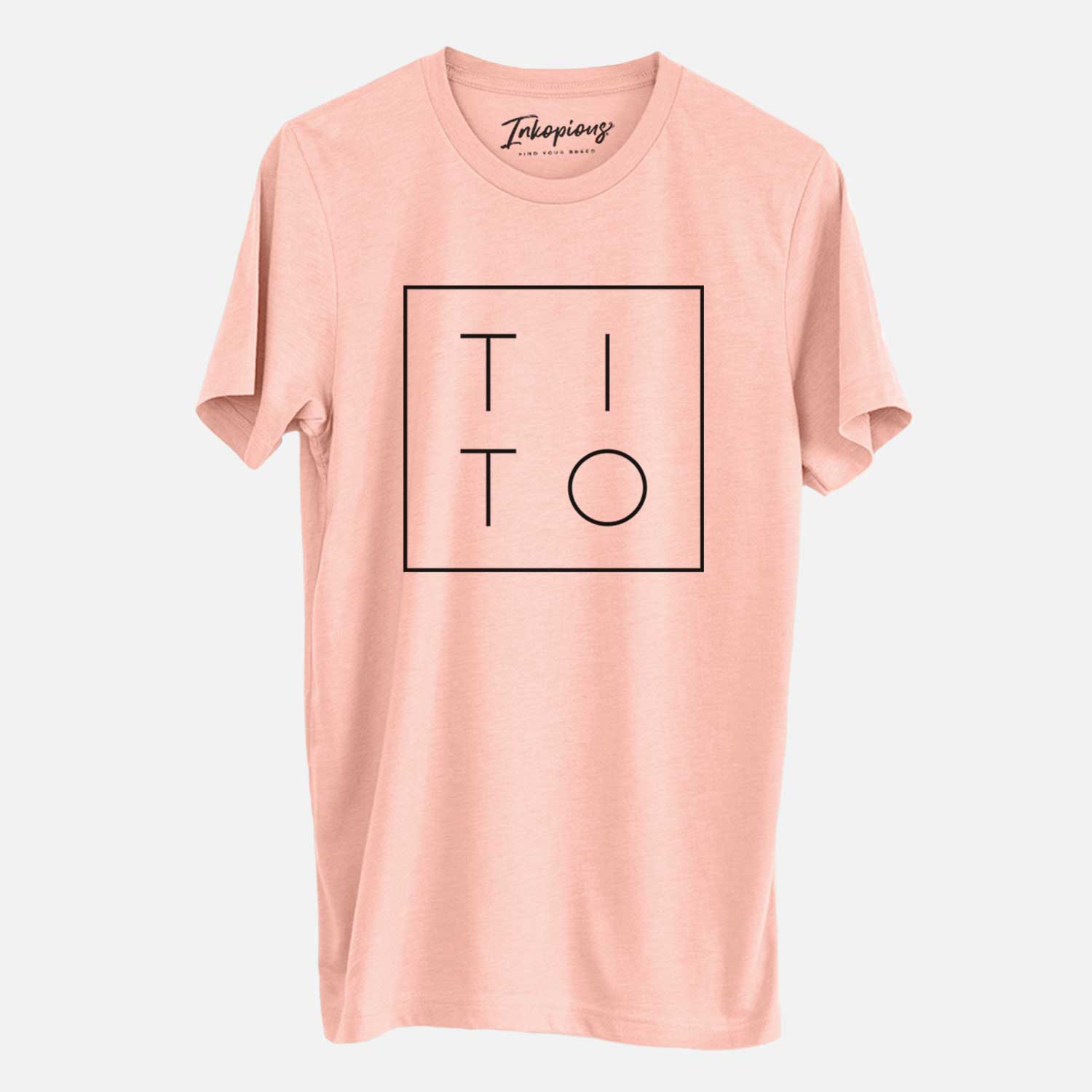 'Tito Boxed' design on a Peach Unisex crewneck