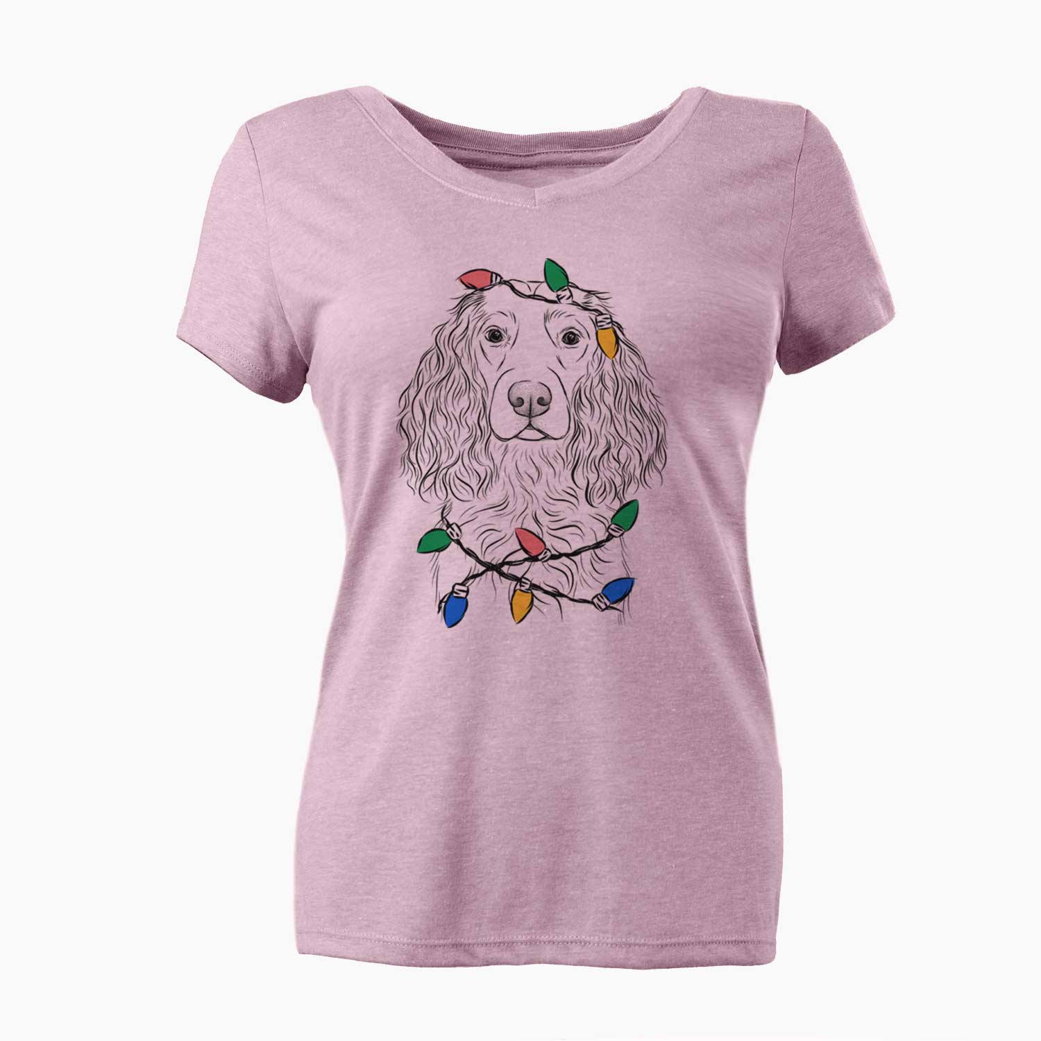 Christmas Lights Landry the Boykin Spaniel - Women's V-neck Shirt