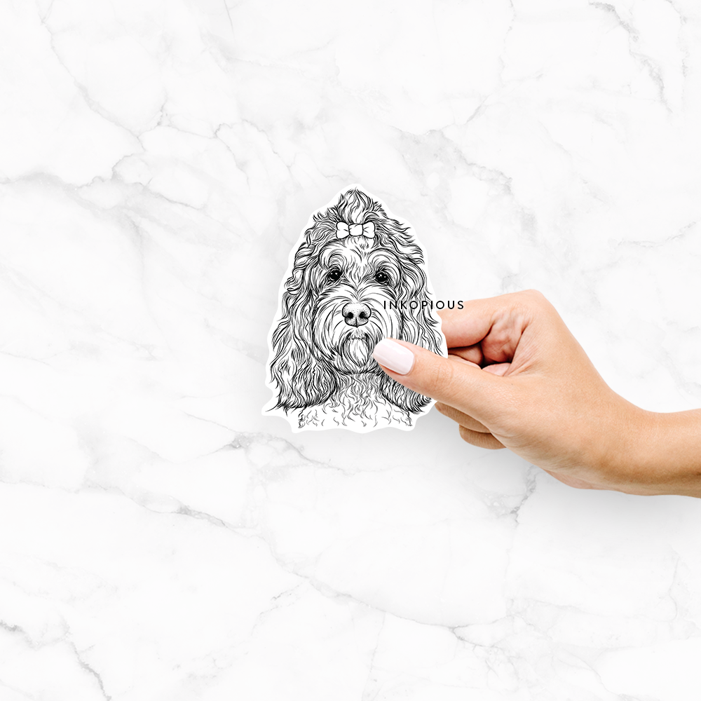 'Chloe the Cockapoo' design on a decal sticker