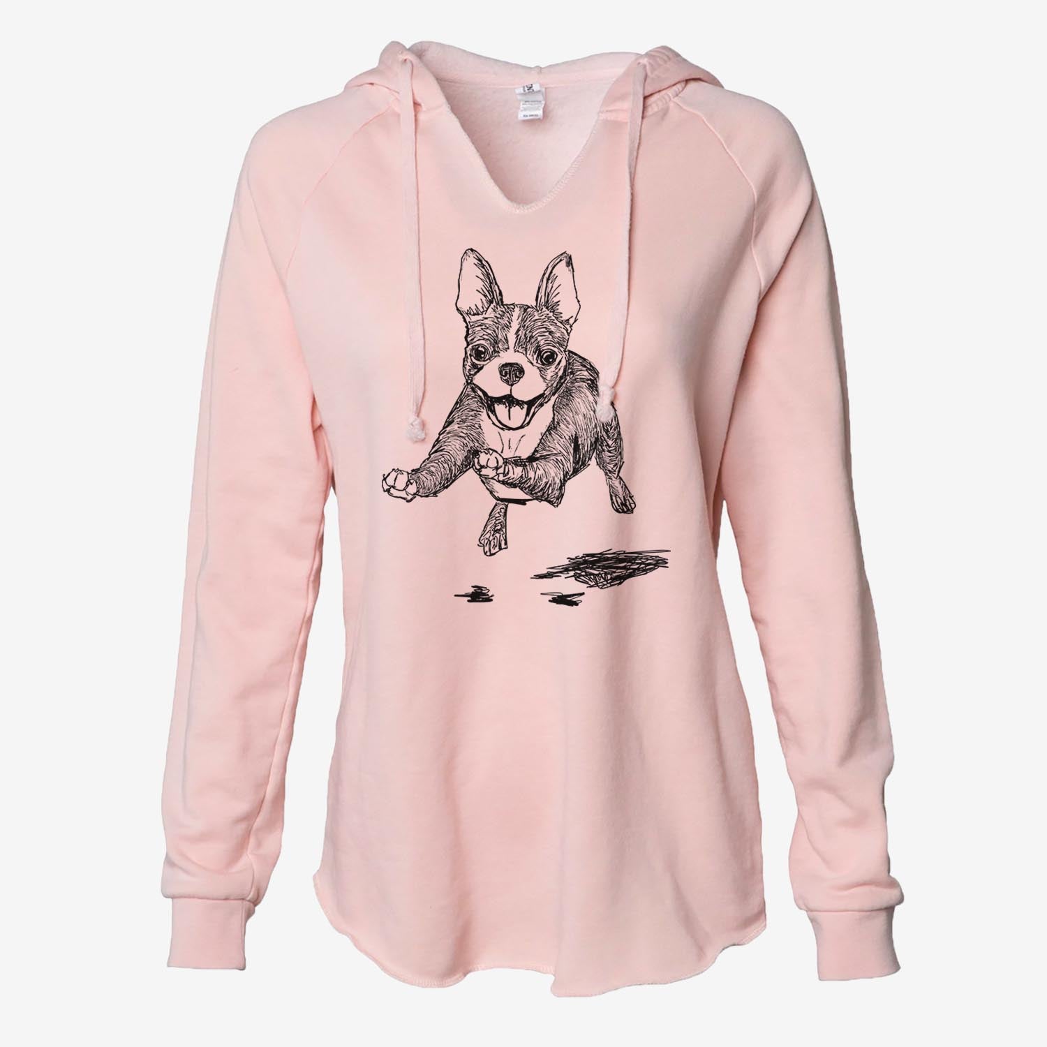 Doodled FiFi the Boston Terrier - Cali Wave Hooded Sweatshirt