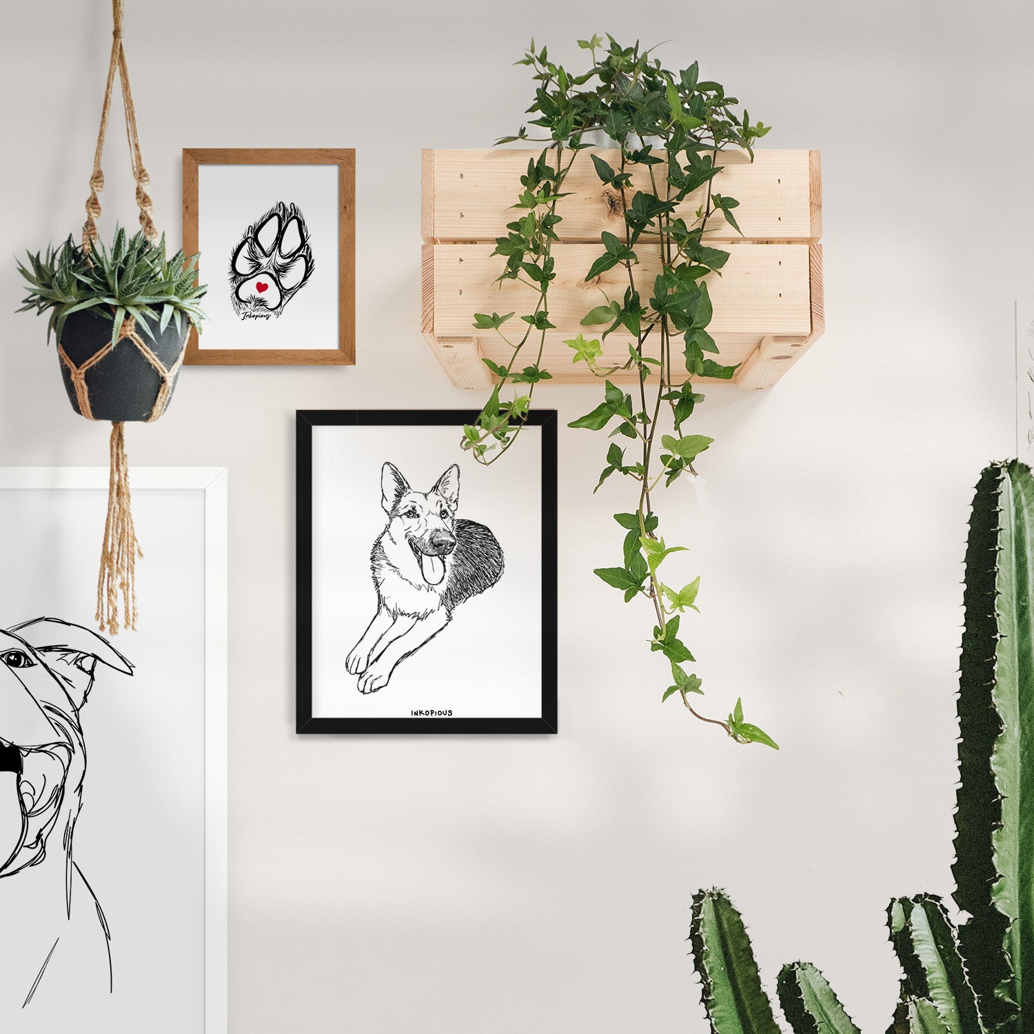 Doodled Ace the German Shepherd Art Print