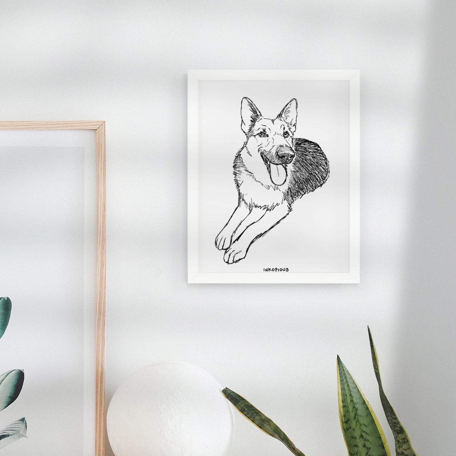 Doodled Ace the German Shepherd Art Print
