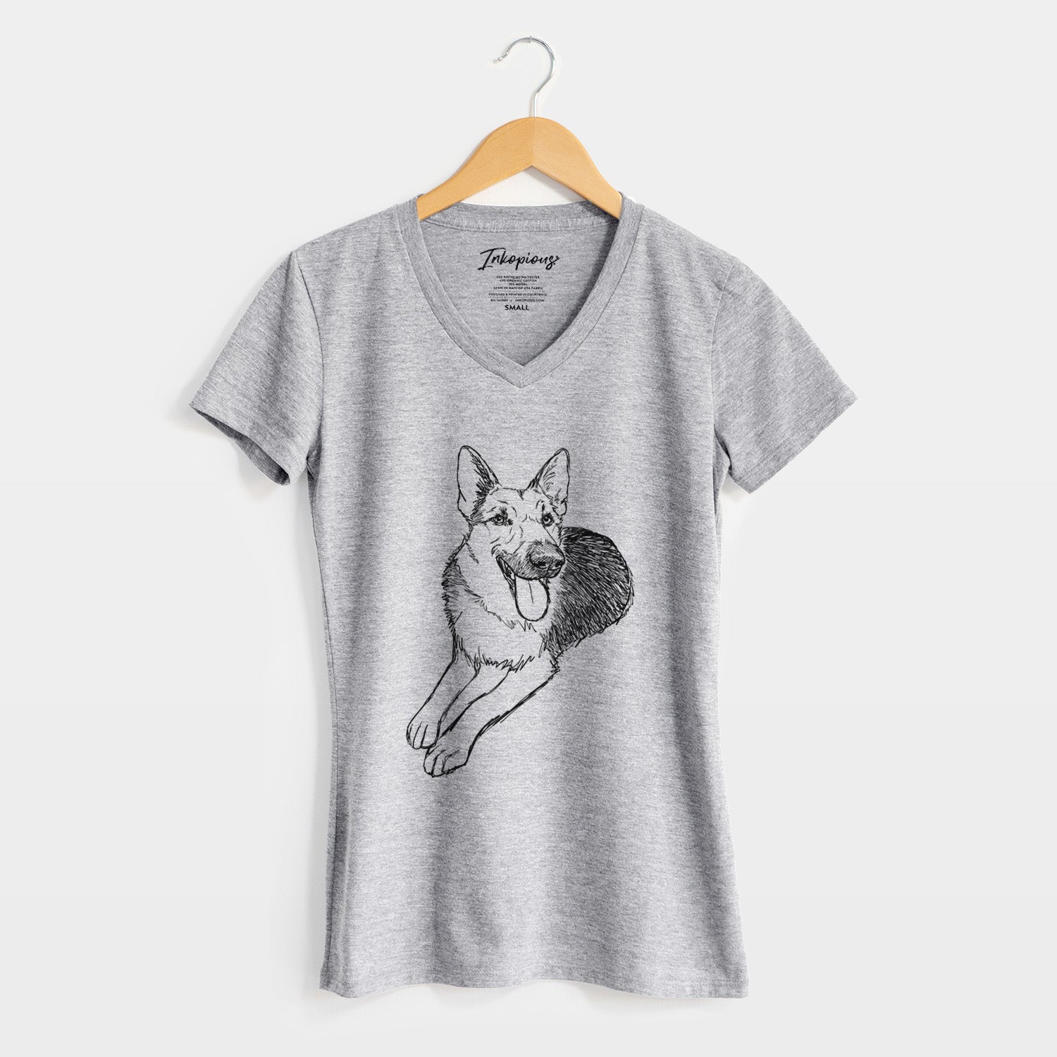 Doodled Ace the German Shepherd - Women's V-neck Shirt