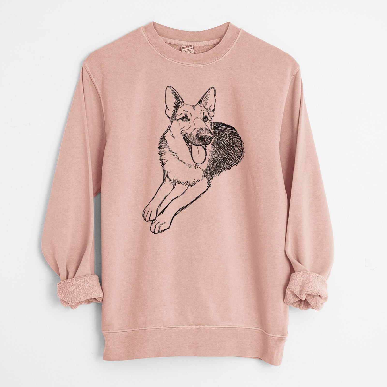 Doodled Ace the German Shepherd - Unisex Pigment Dyed Crew Sweatshirt