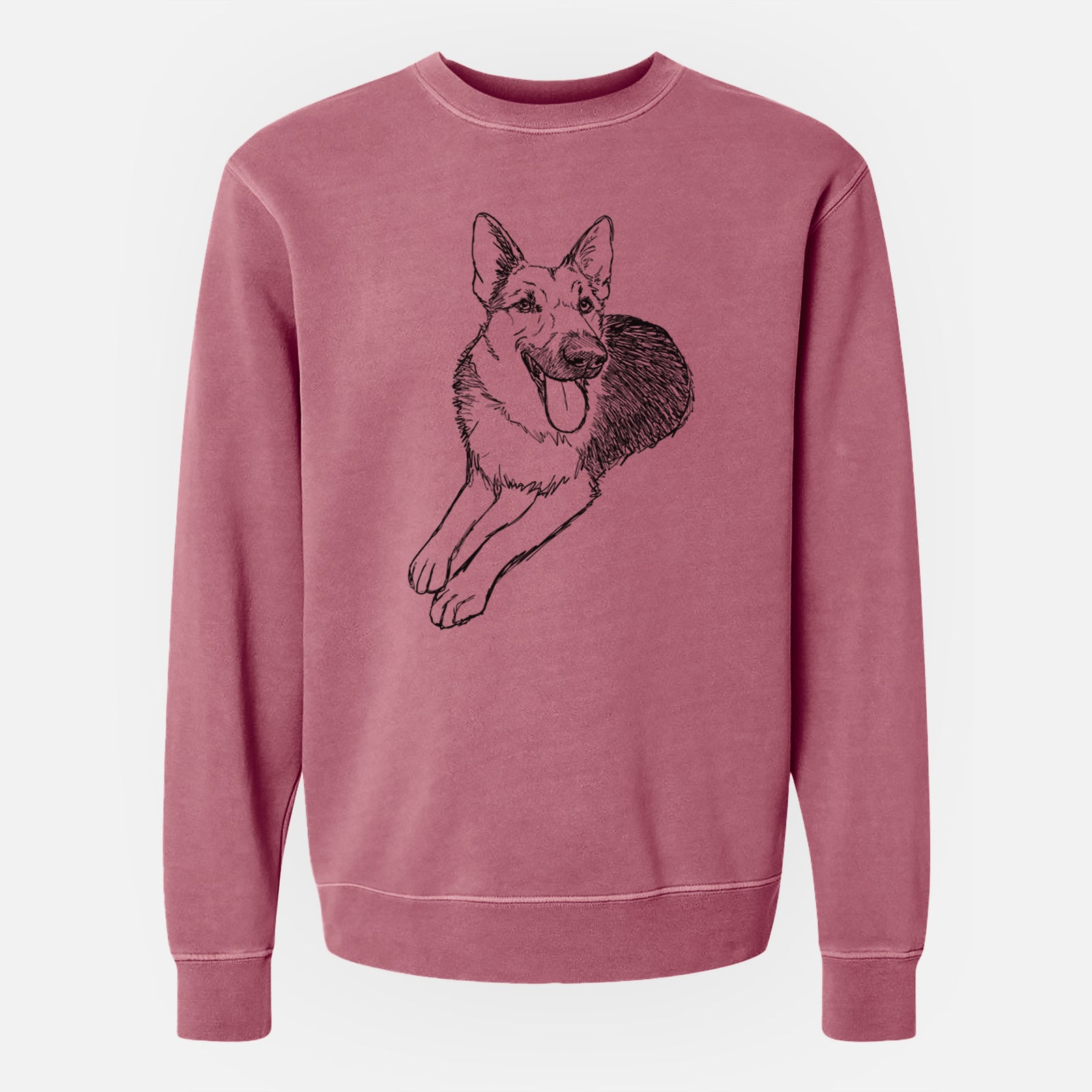 Doodled Ace the German Shepherd - Unisex Pigment Dyed Crew Sweatshirt