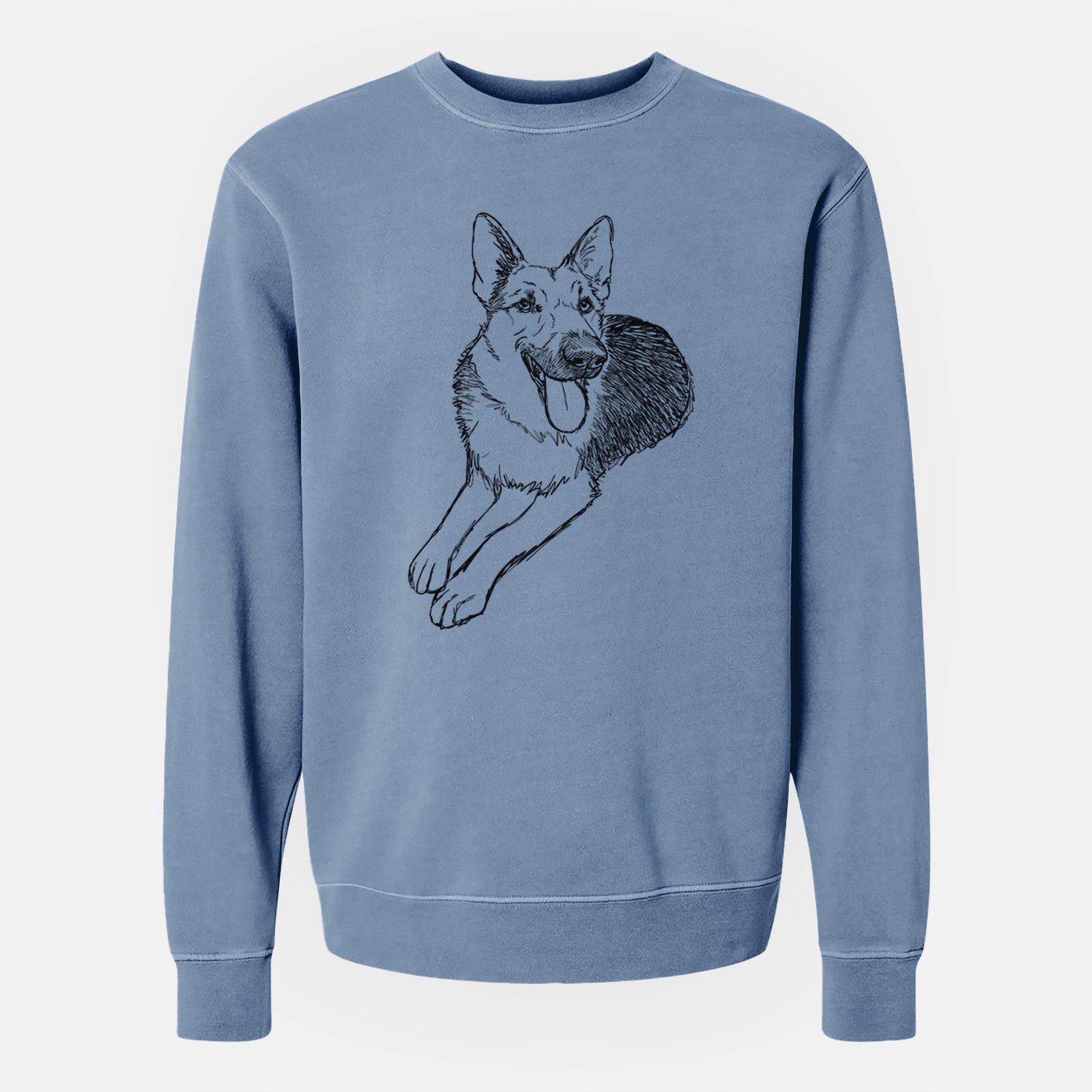 Doodled Ace the German Shepherd - Unisex Pigment Dyed Crew Sweatshirt