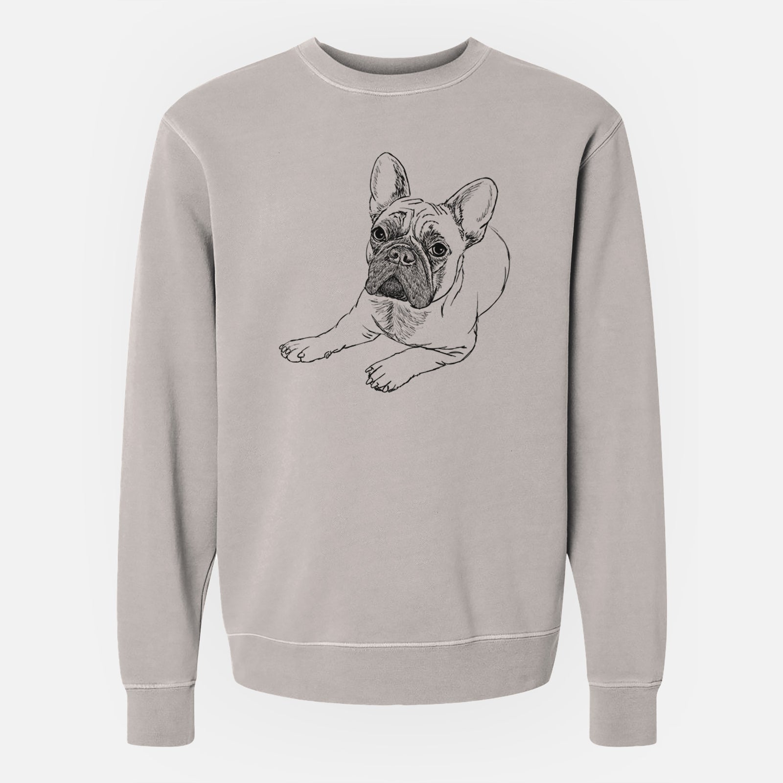 Doodled Alfredo the French Bulldog - Unisex Pigment Dyed Crew Sweatshirt