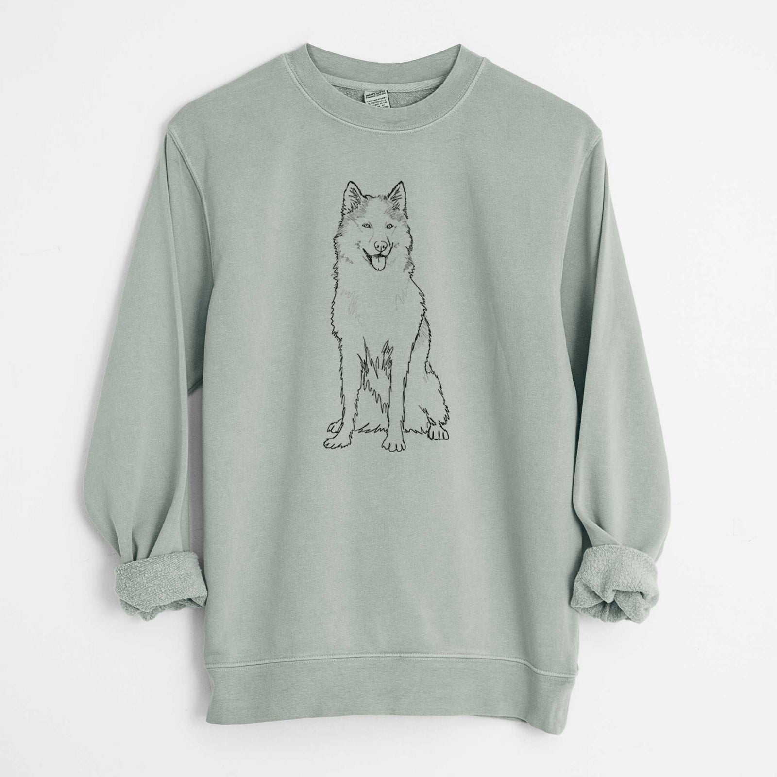 Doodled Allie the Siberian Husky - Unisex Pigment Dyed Crew Sweatshirt