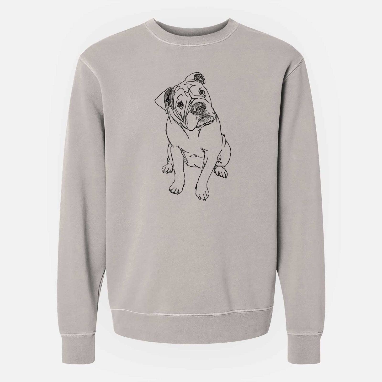 Doodled Archie the Olde English Bulldog - Unisex Pigment Dyed Crew Sweatshirt
