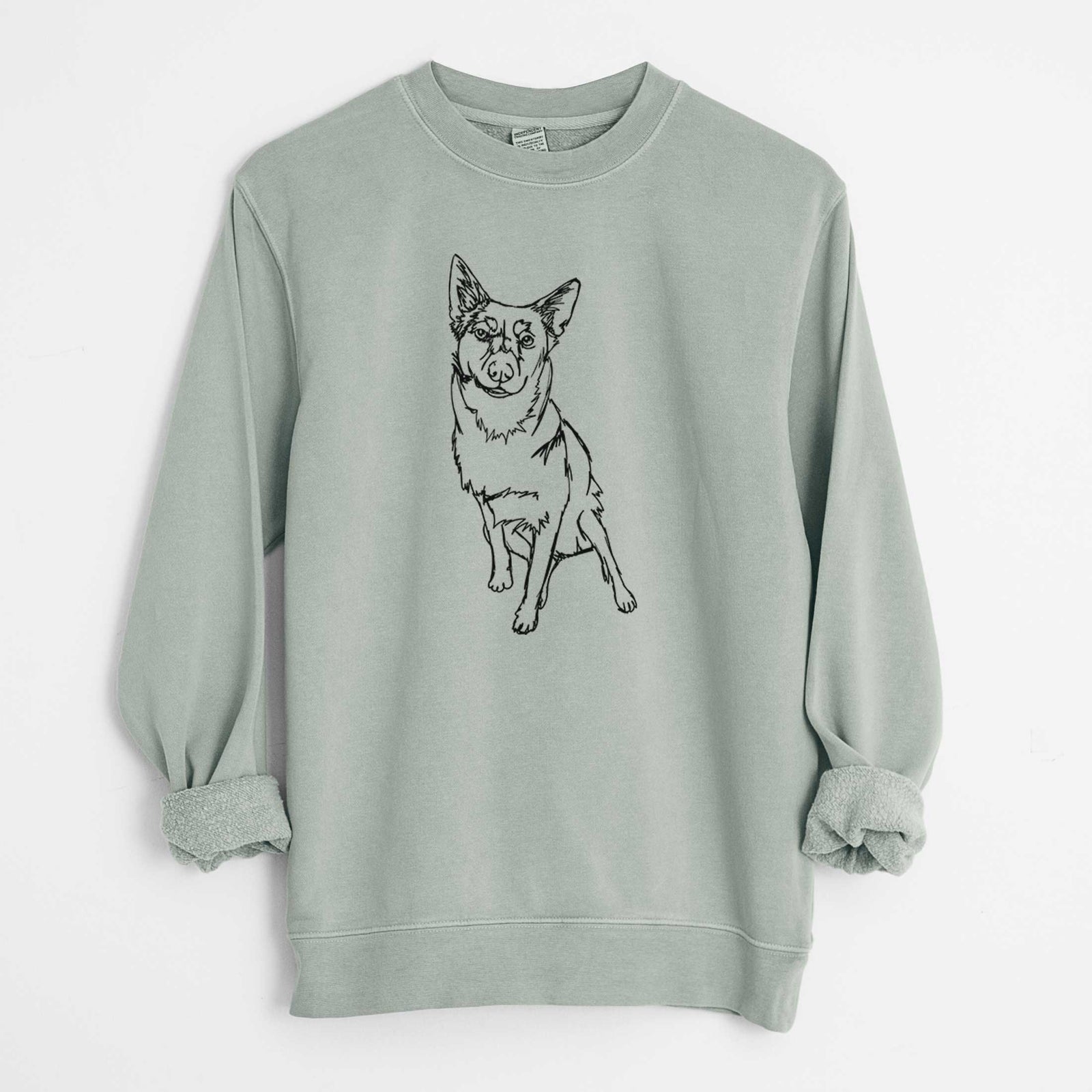 Doodled Australian Cattle Dog the - Unisex Pigment Dyed Crew Sweatshirt