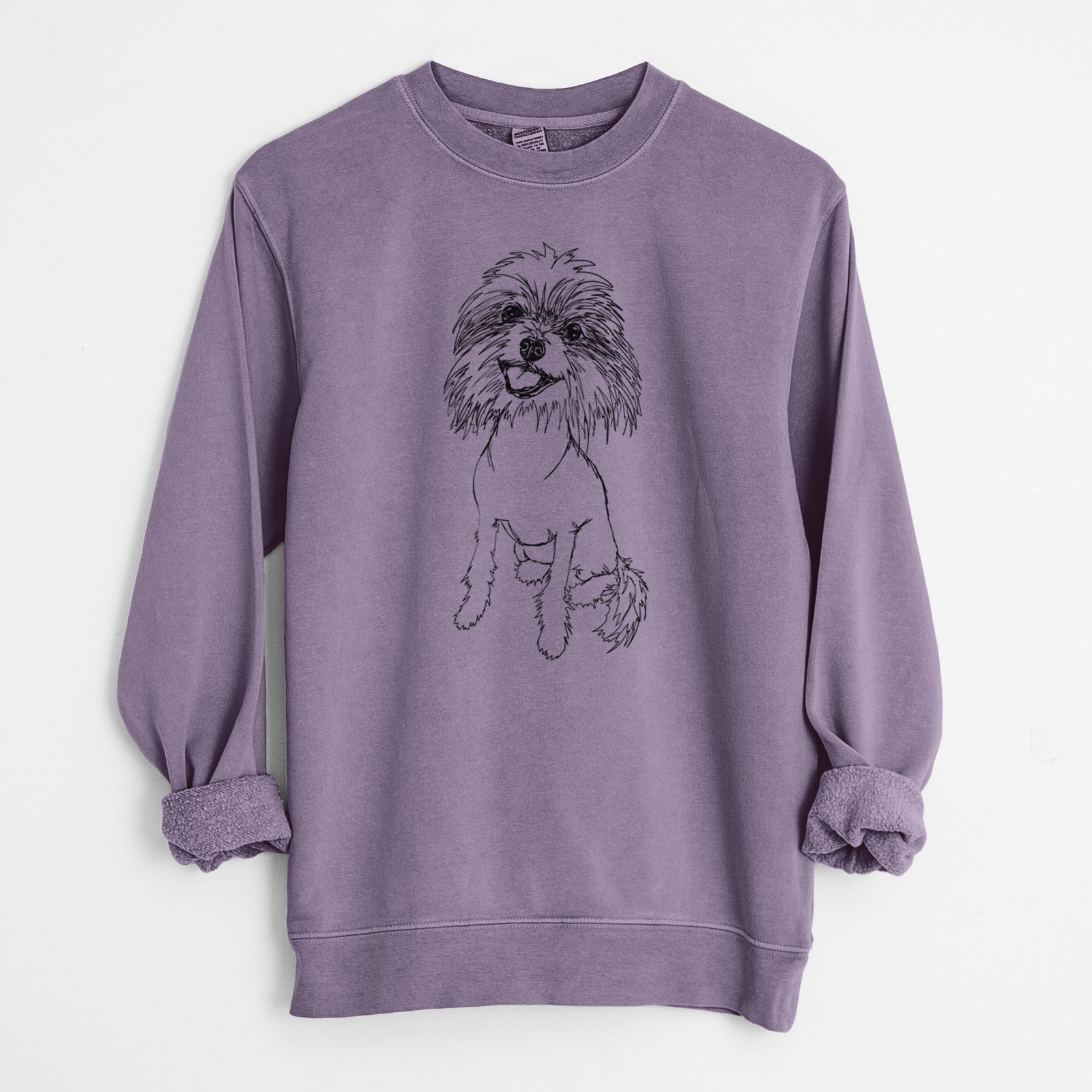 Doodled Ava the Chinese Crested - Unisex Pigment Dyed Crew Sweatshirt