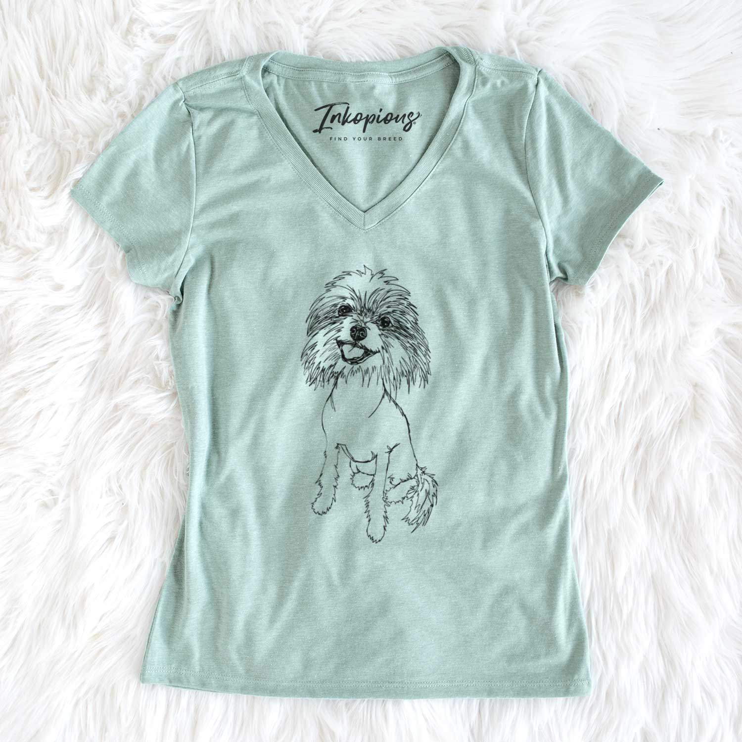 Doodled Ava the Chinese Crested - Women's V-neck Shirt