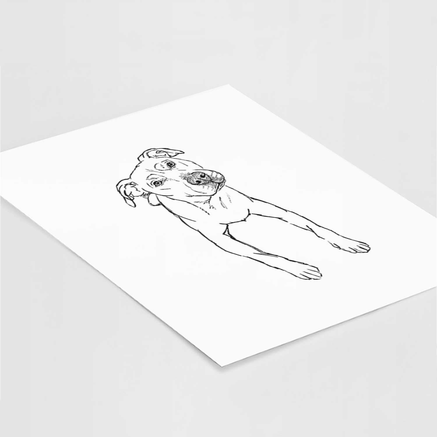 Doodled Ava Rose the Pitbull Mix Art Print