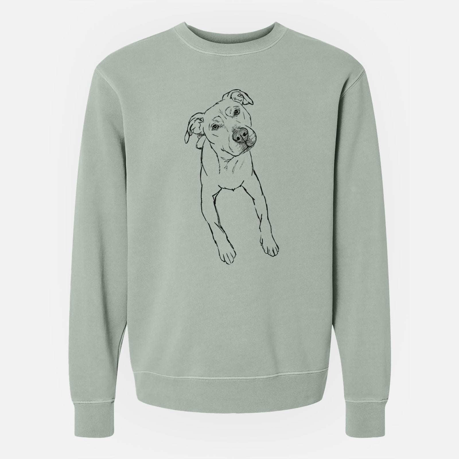 Doodled Ava Rose the Pitbull Mix - Unisex Pigment Dyed Crew Sweatshirt